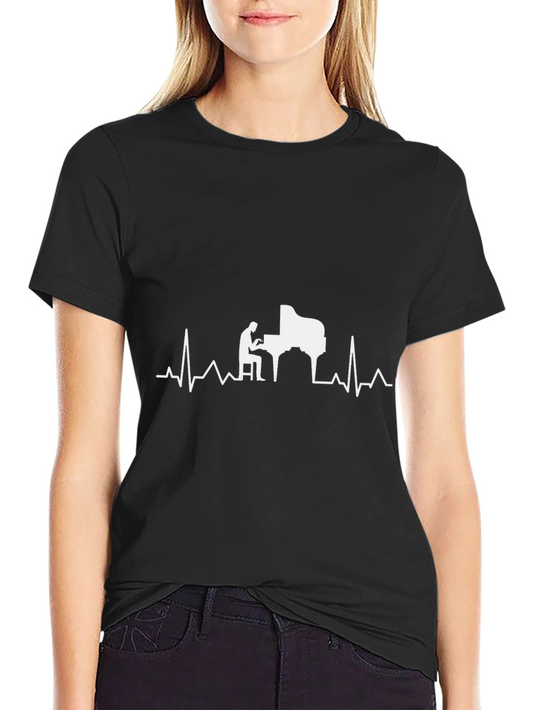 Piano Heartbeat T-Shirt - Music Lover Tee