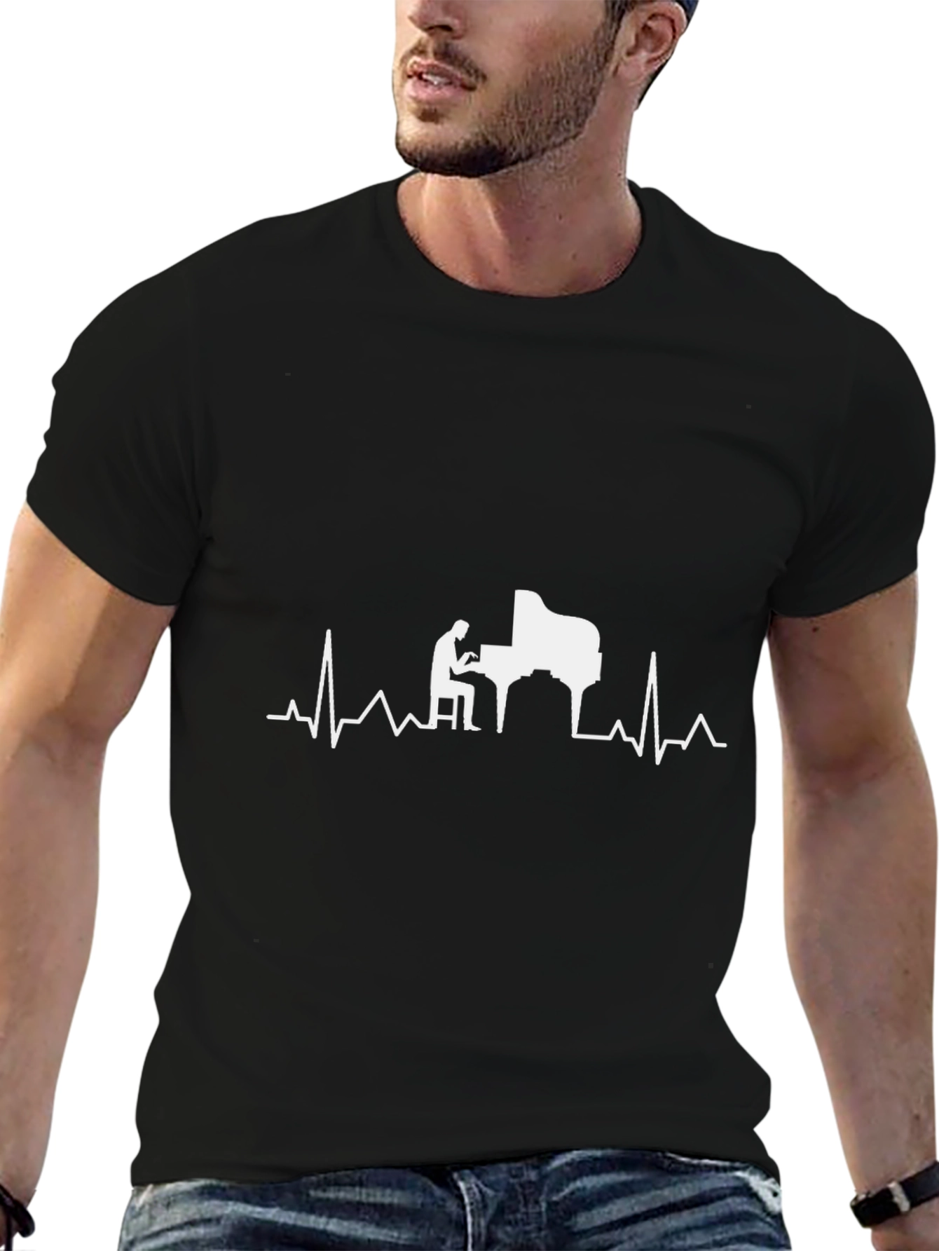 Piano Heartbeat T-Shirt - Music Lover Tee