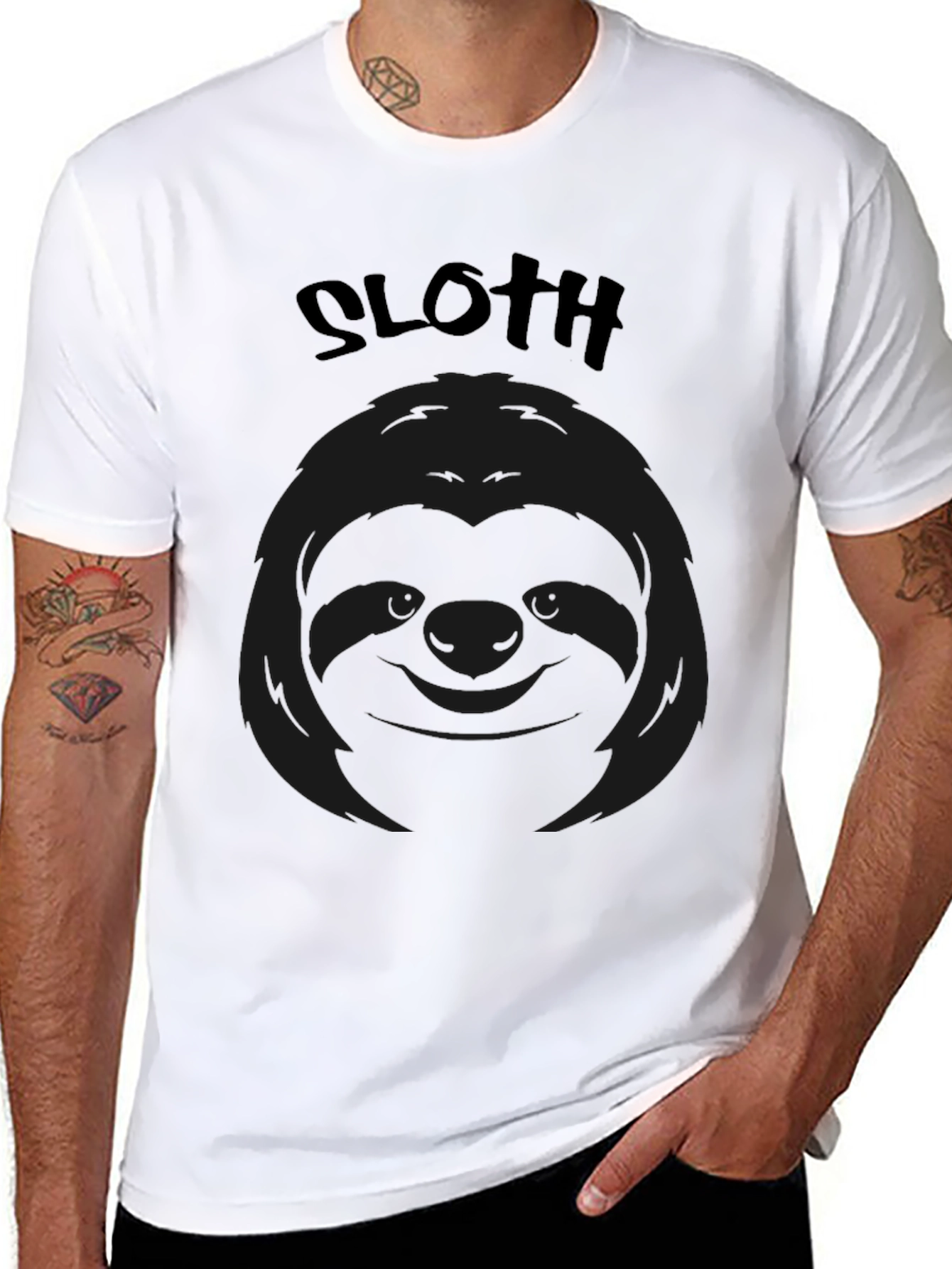 Sloth Graphic Black T-Shirt