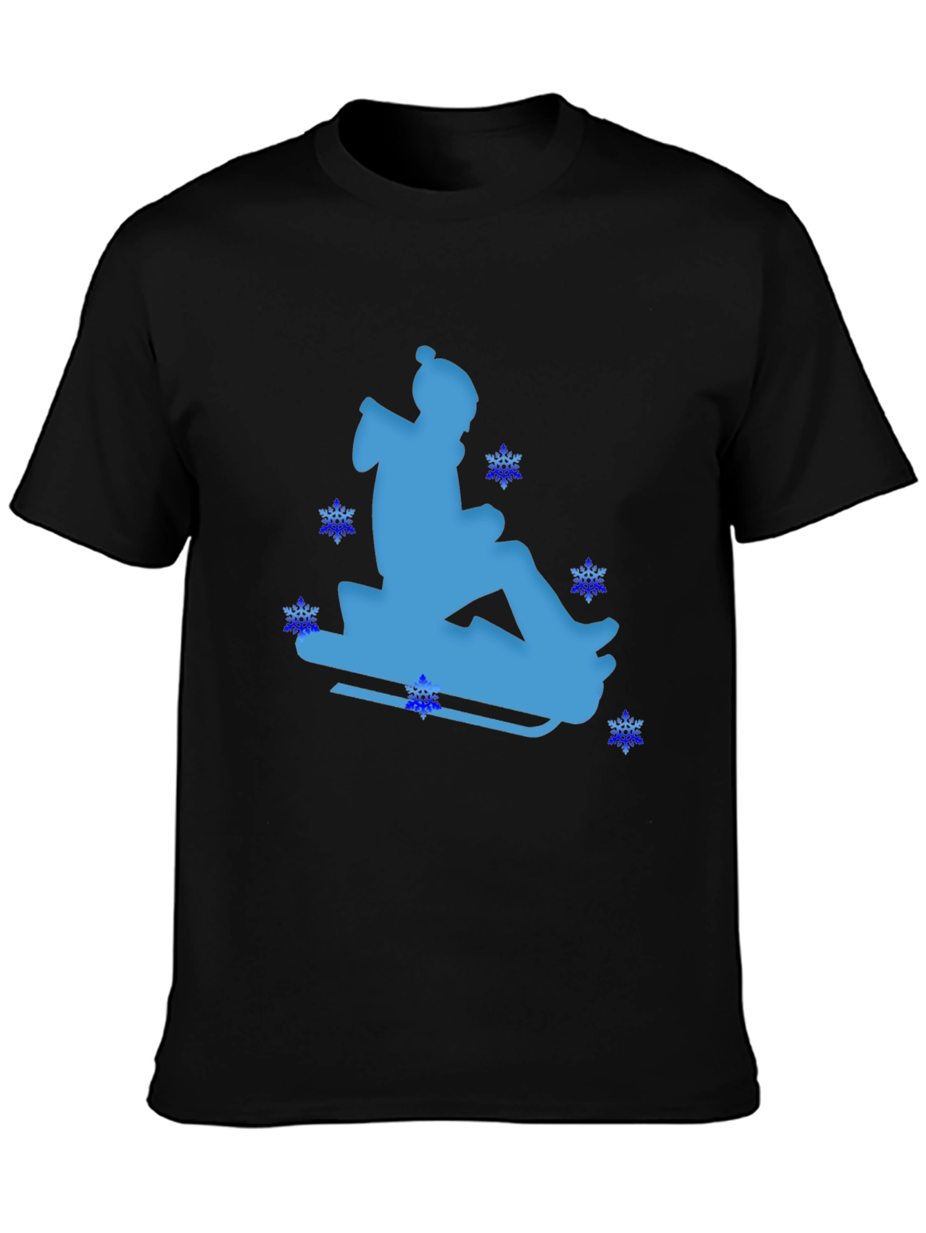 Winter Sledding Black T-Shirt