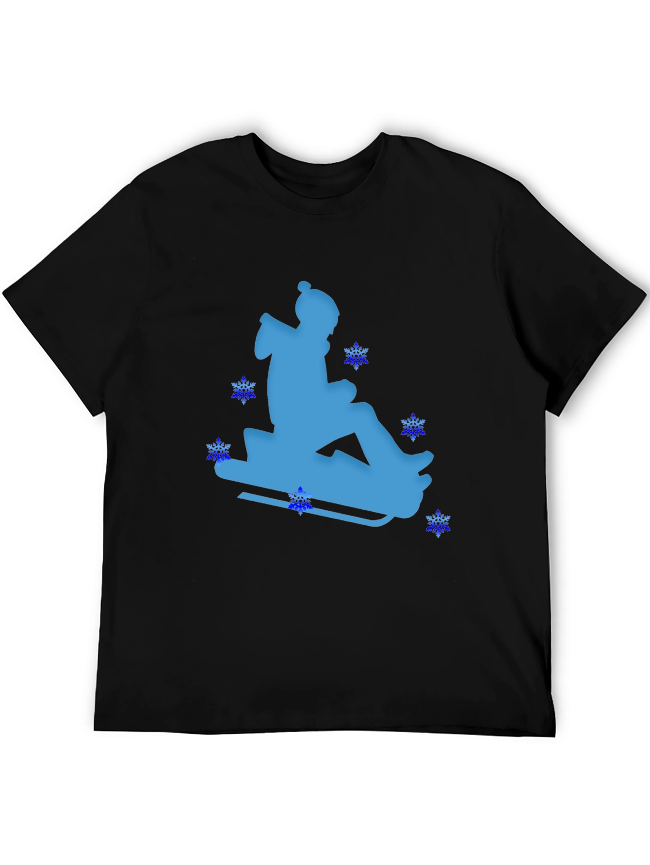 Winter Sledding Black T-Shirt