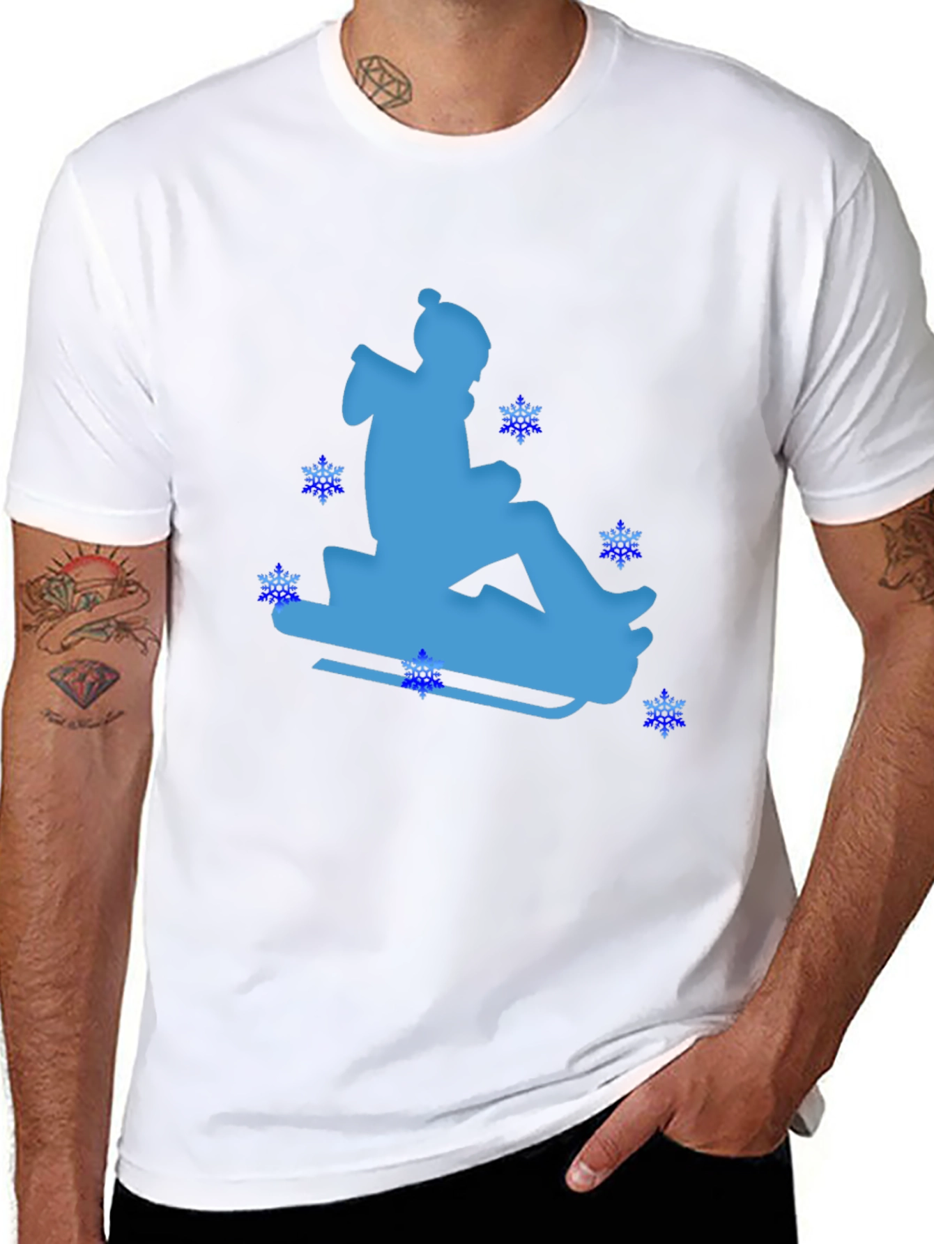 Winter Sledding Black T-Shirt