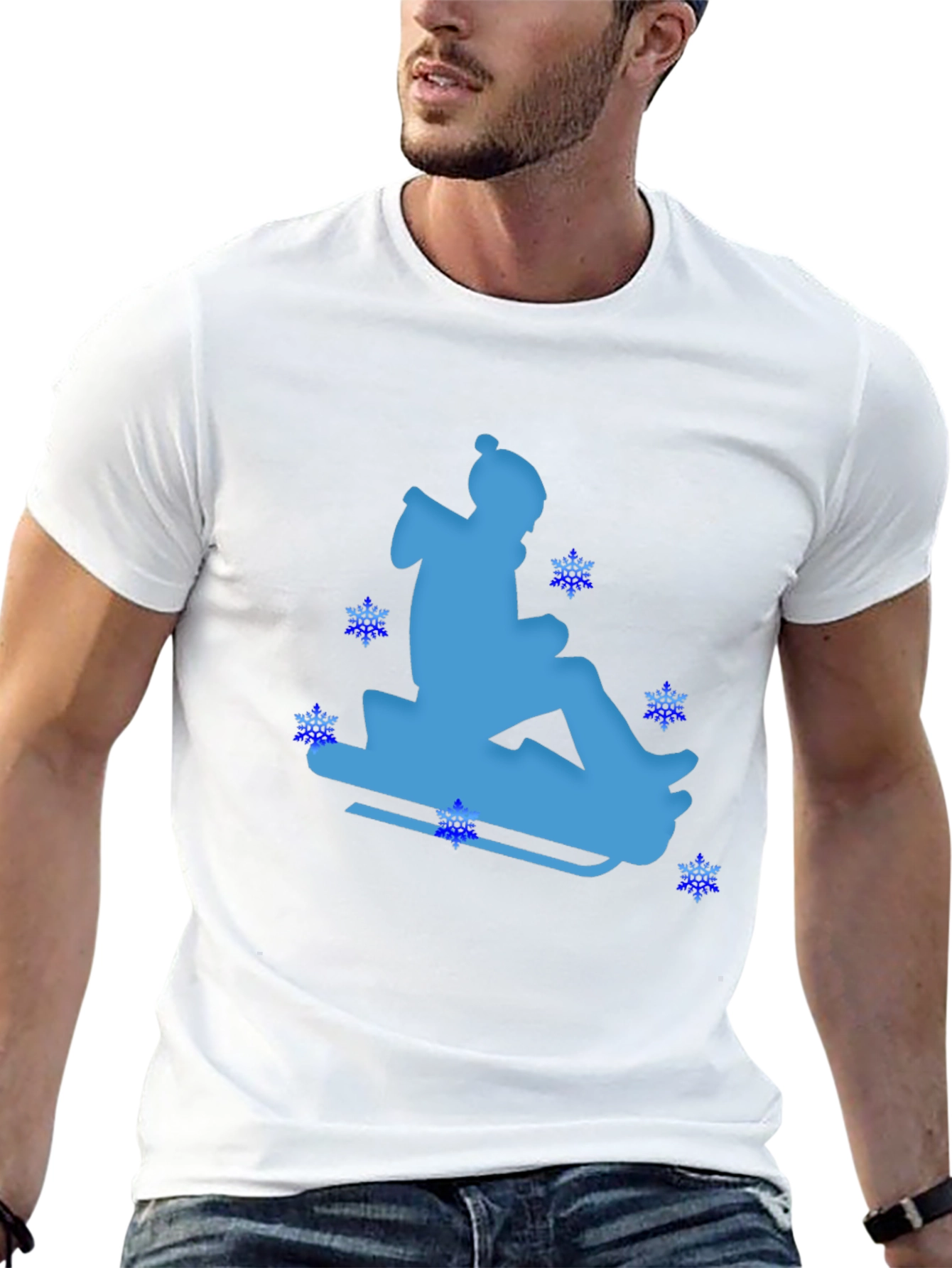 Winter Sledding Black T-Shirt