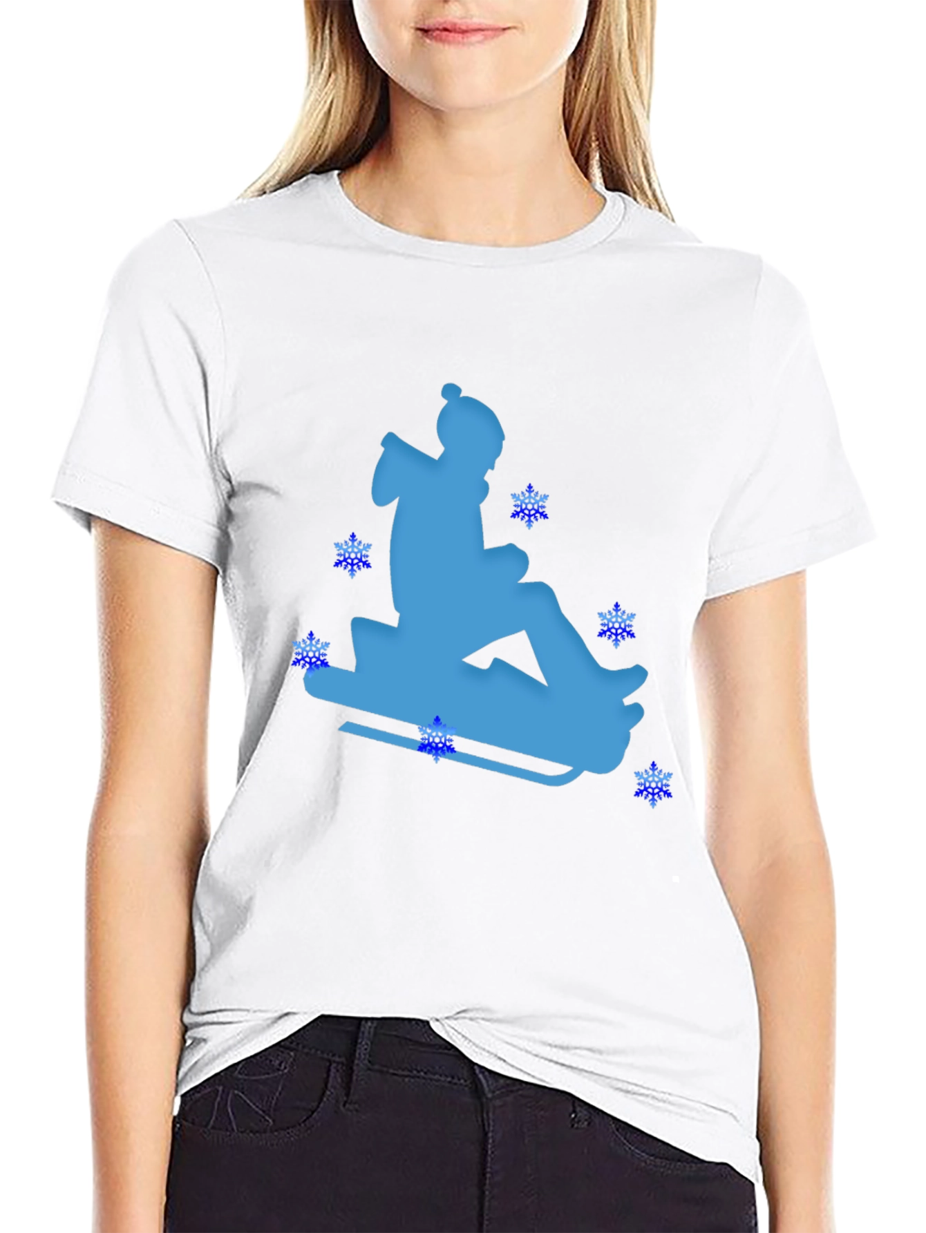 Winter Sledding Black T-Shirt