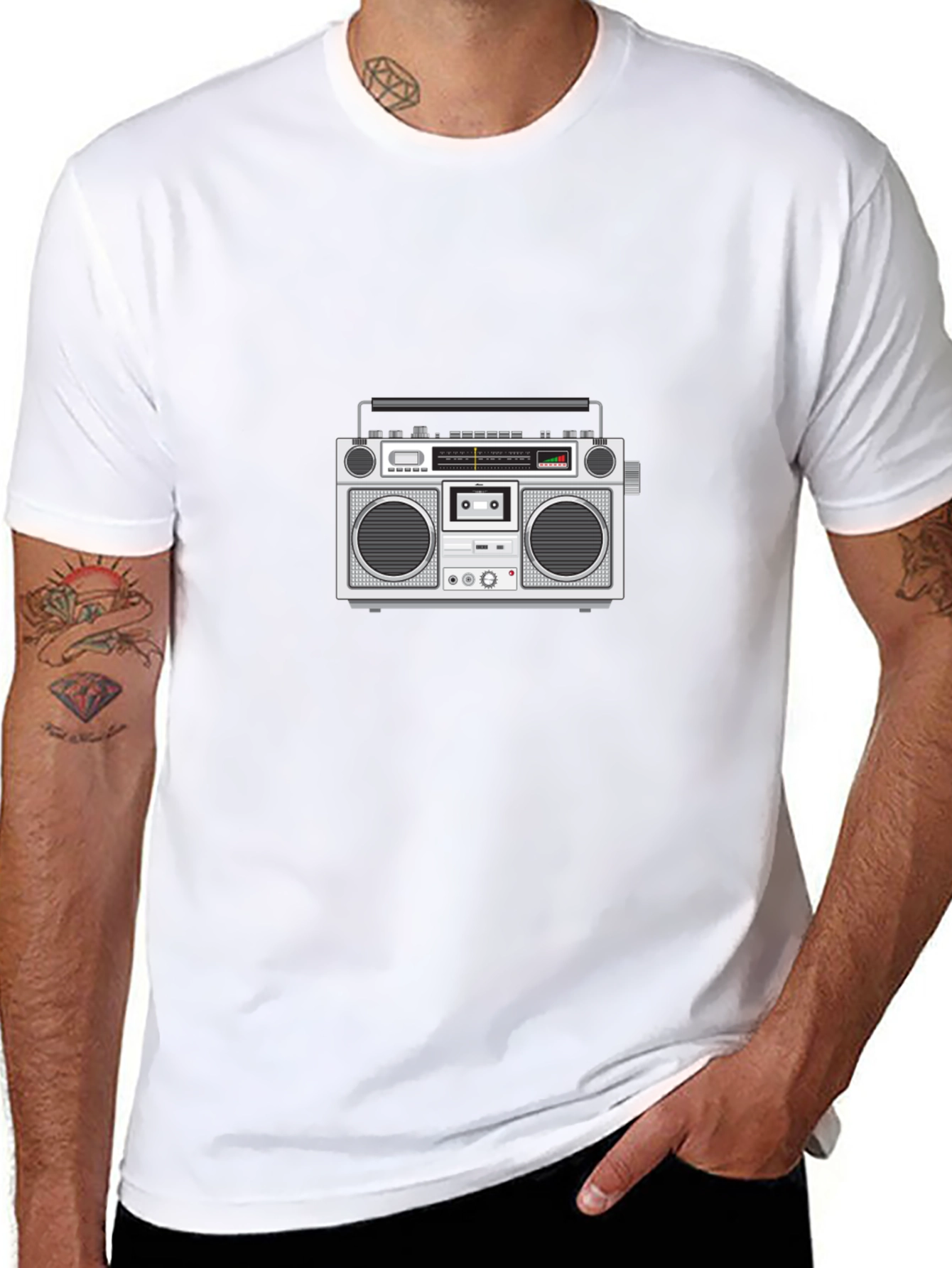 Retro Boombox Graphic Tee - Black