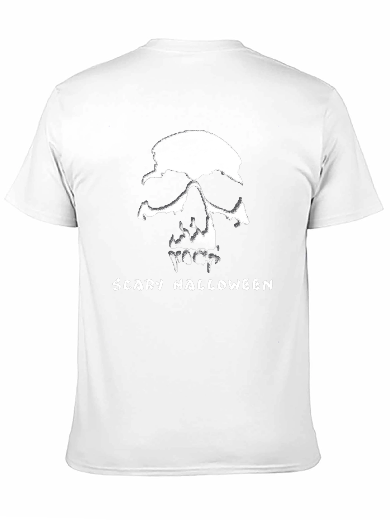 Scary Halloween Skull Graphic Tee - Black