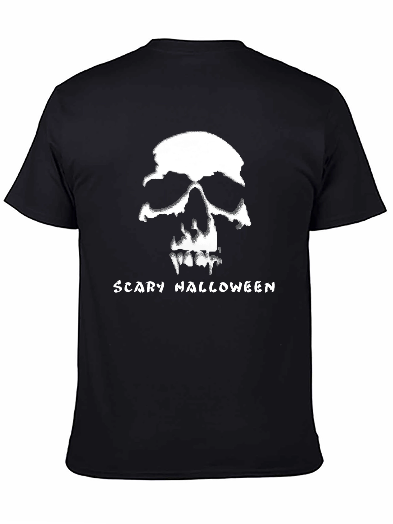 Scary Halloween Skull Graphic Tee - Black
