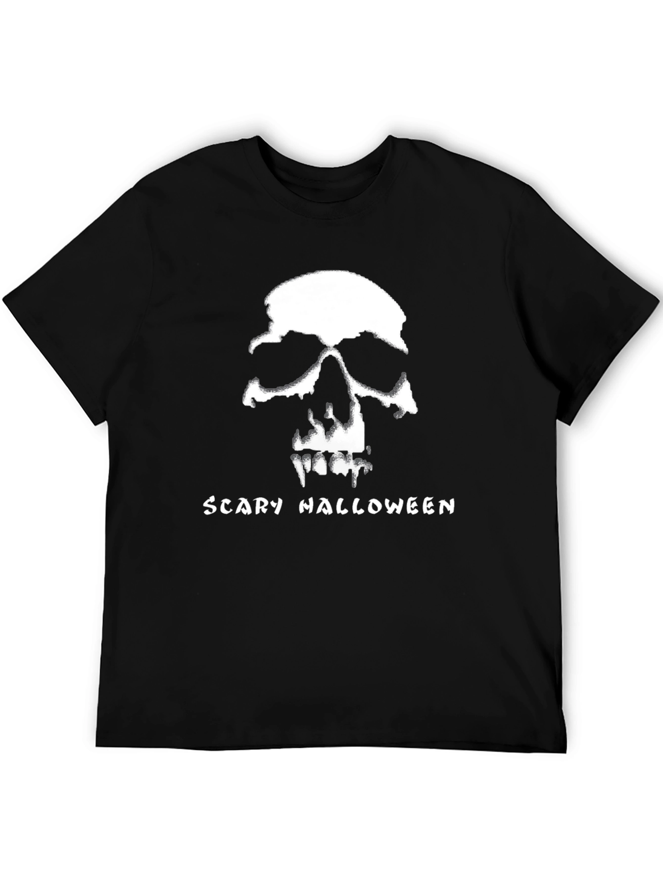 Scary Halloween Skull Graphic Tee - Black