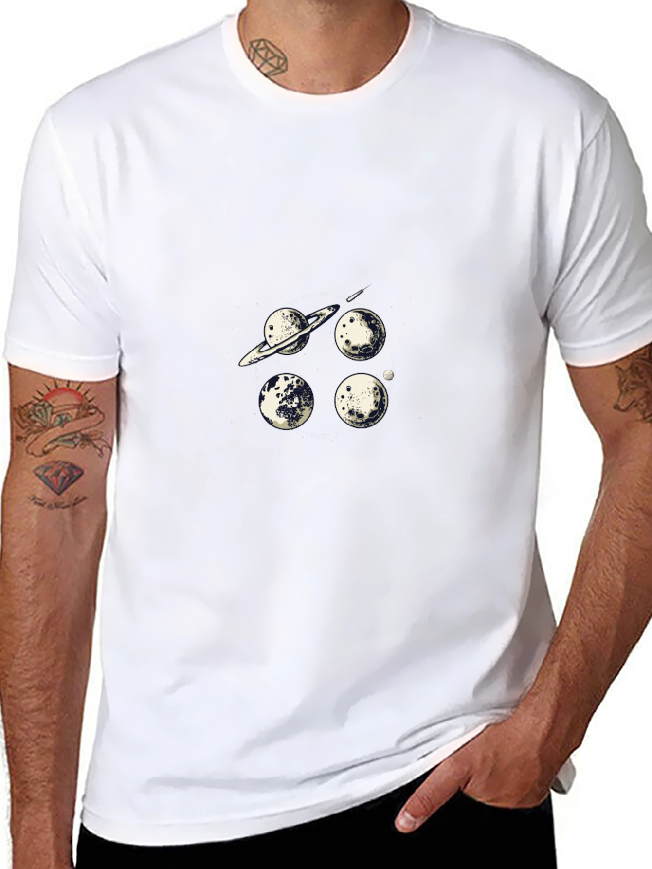 Planetary T-Shirt - Black Graphic Print