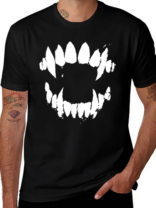 Monster Teeth Graphic Tee - Black Cotton Blend Shirt