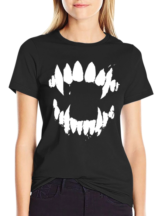 Monster Teeth Graphic Tee - Black Cotton Blend Shirt