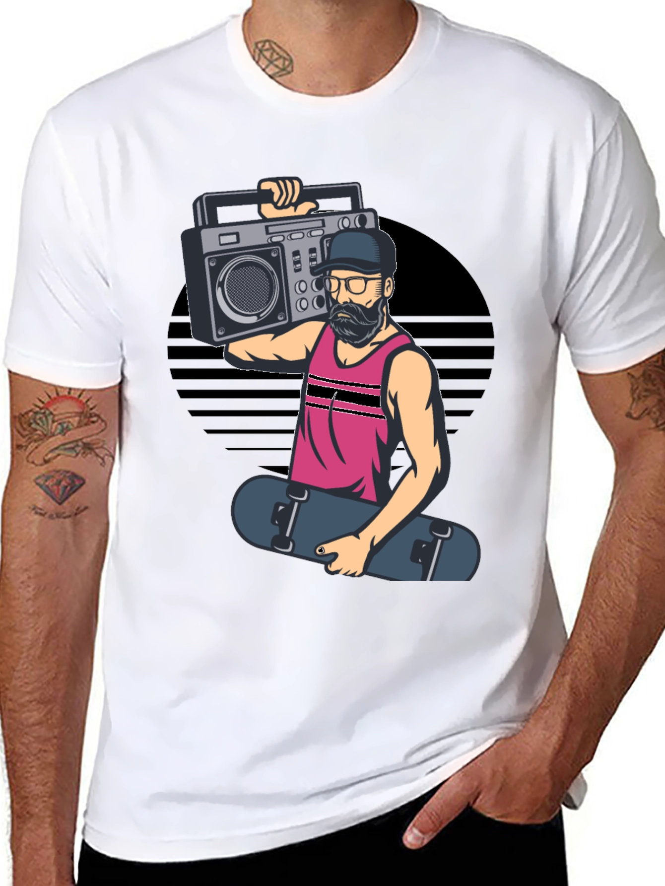 Retro Boombox Skater Graphic Tee