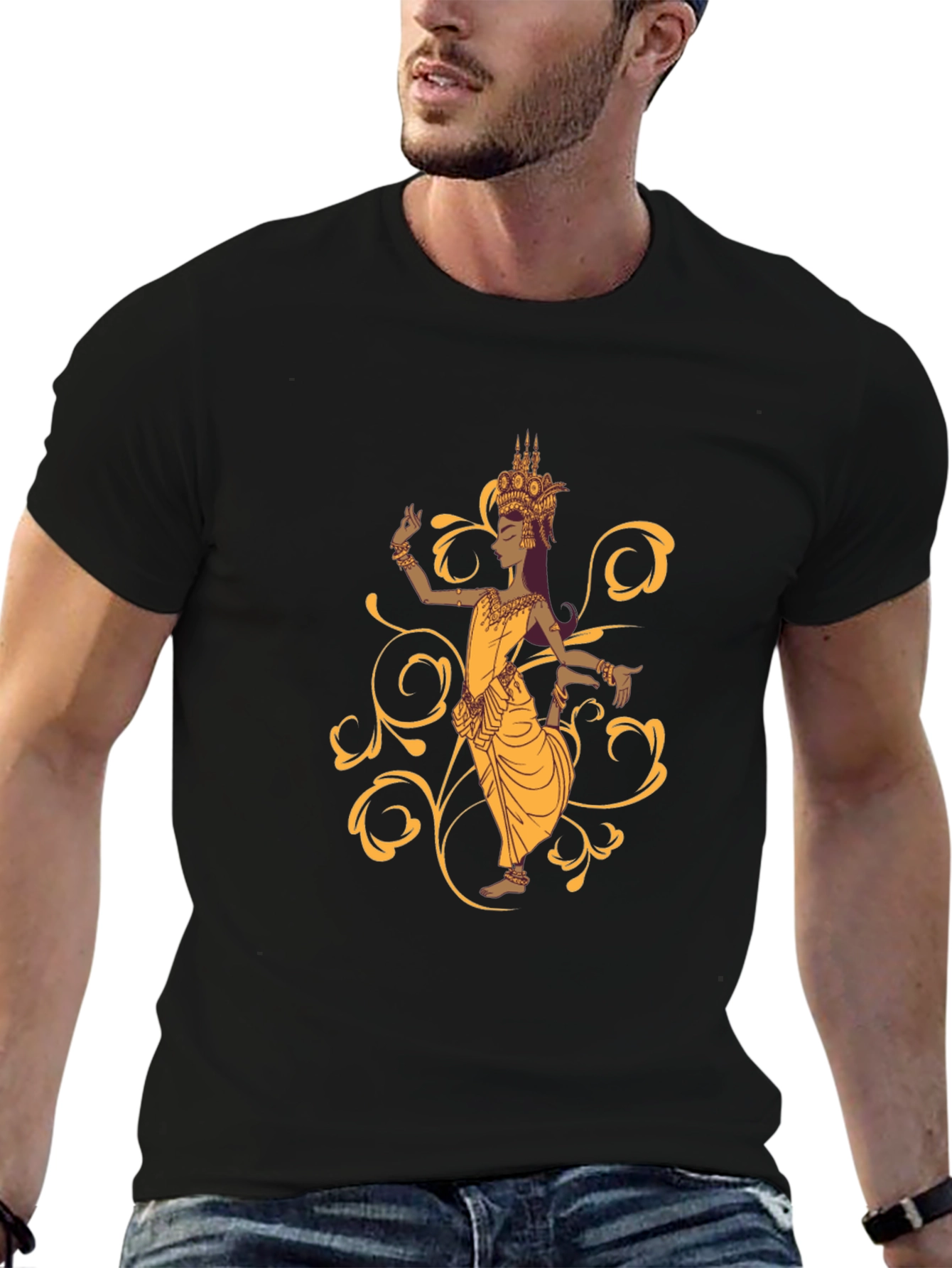 Elegant Cambodian Dancer Black T-Shirt