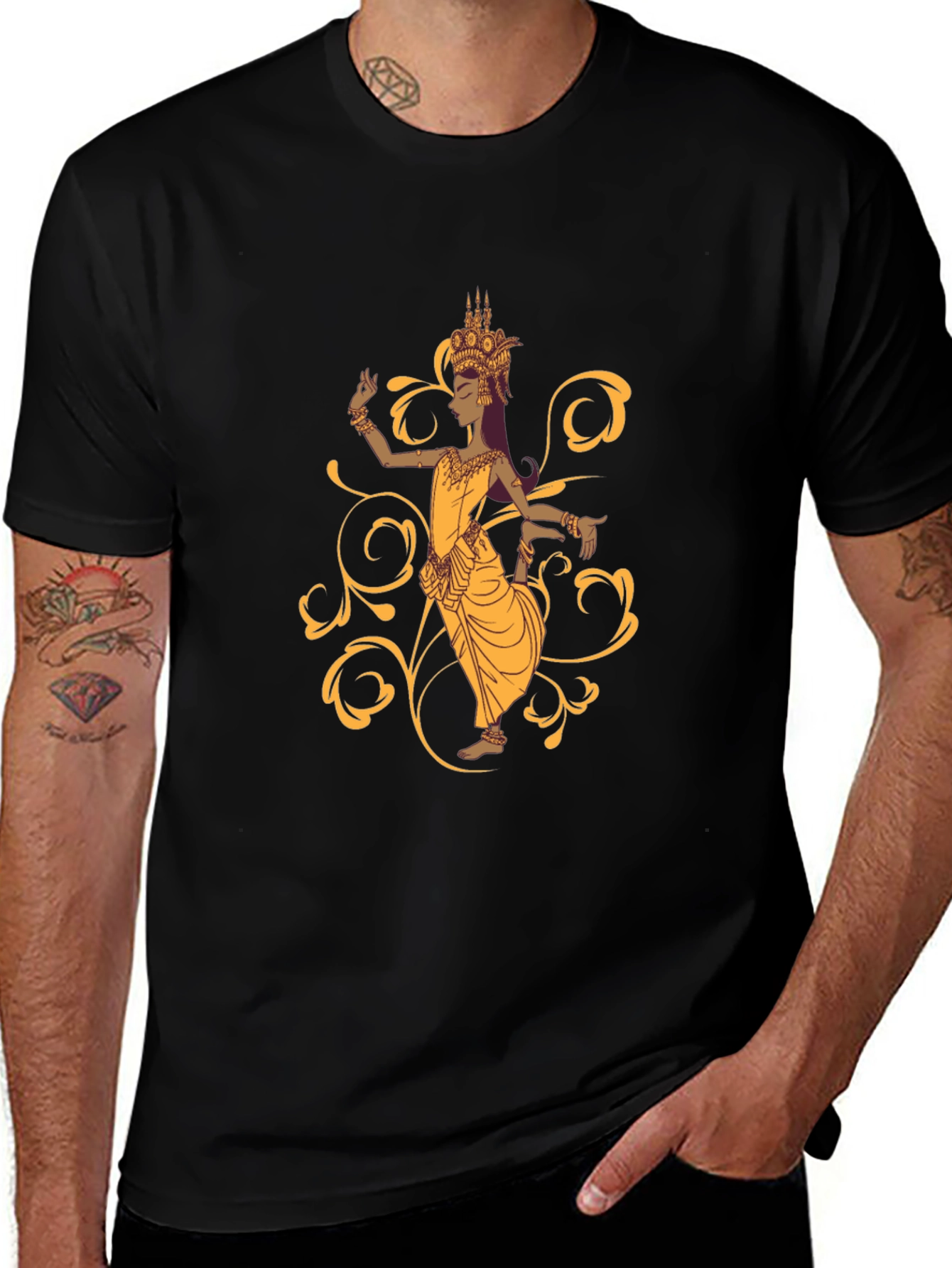 Elegant Cambodian Dancer Black T-Shirt