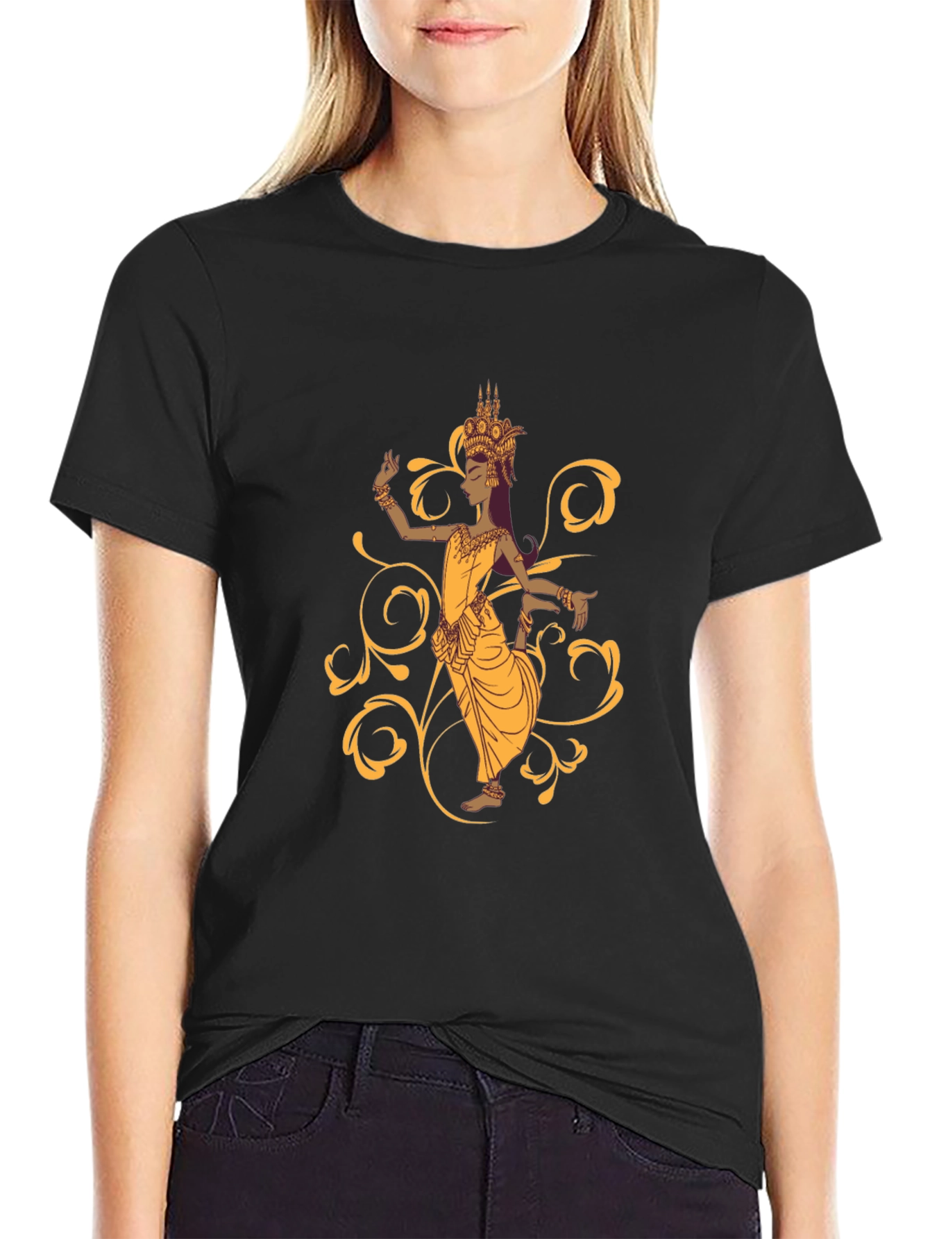 Elegant Cambodian Dancer Black T-Shirt