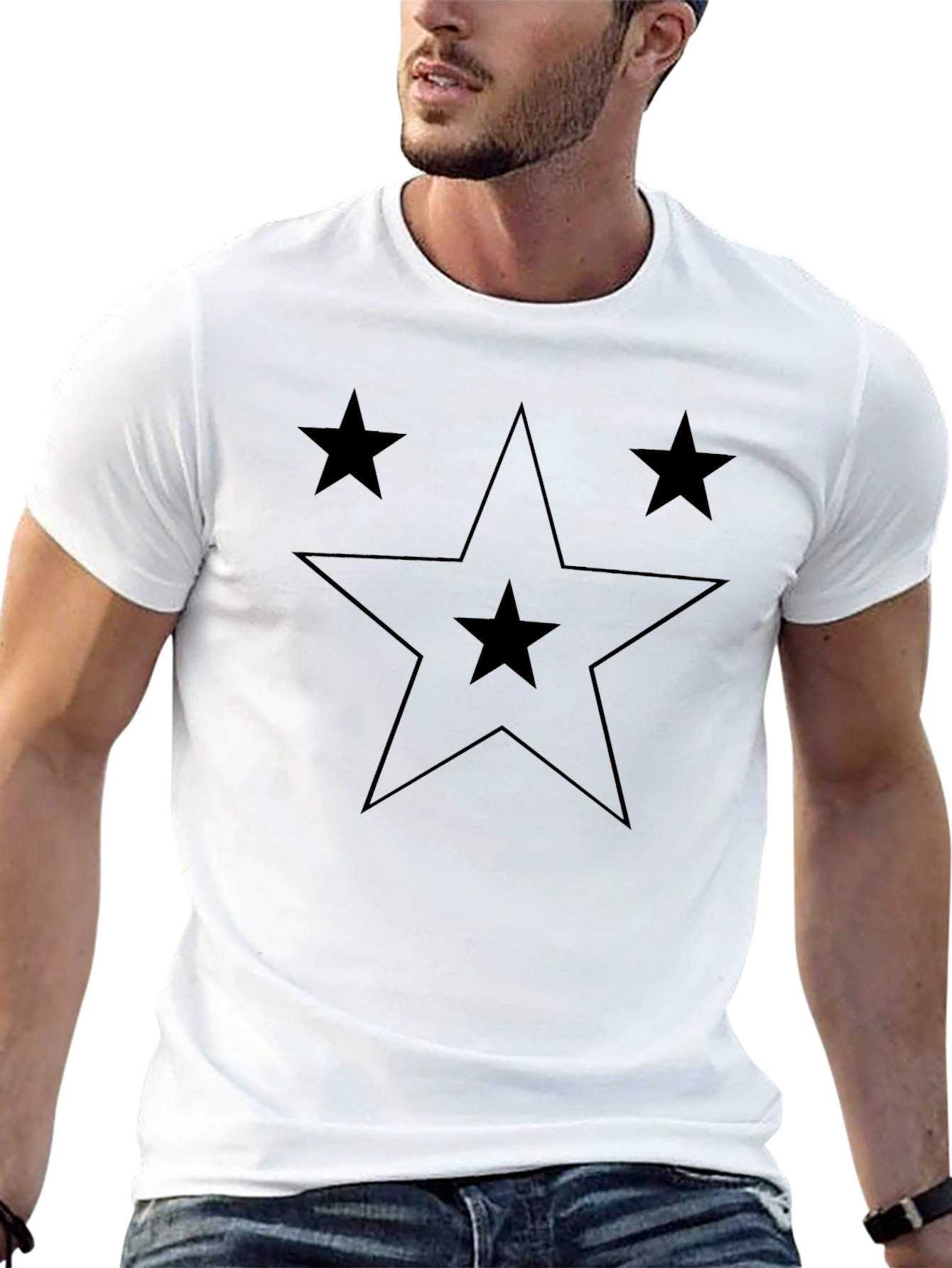 Star Design Black T-Shirt - Stylish Casual Wear