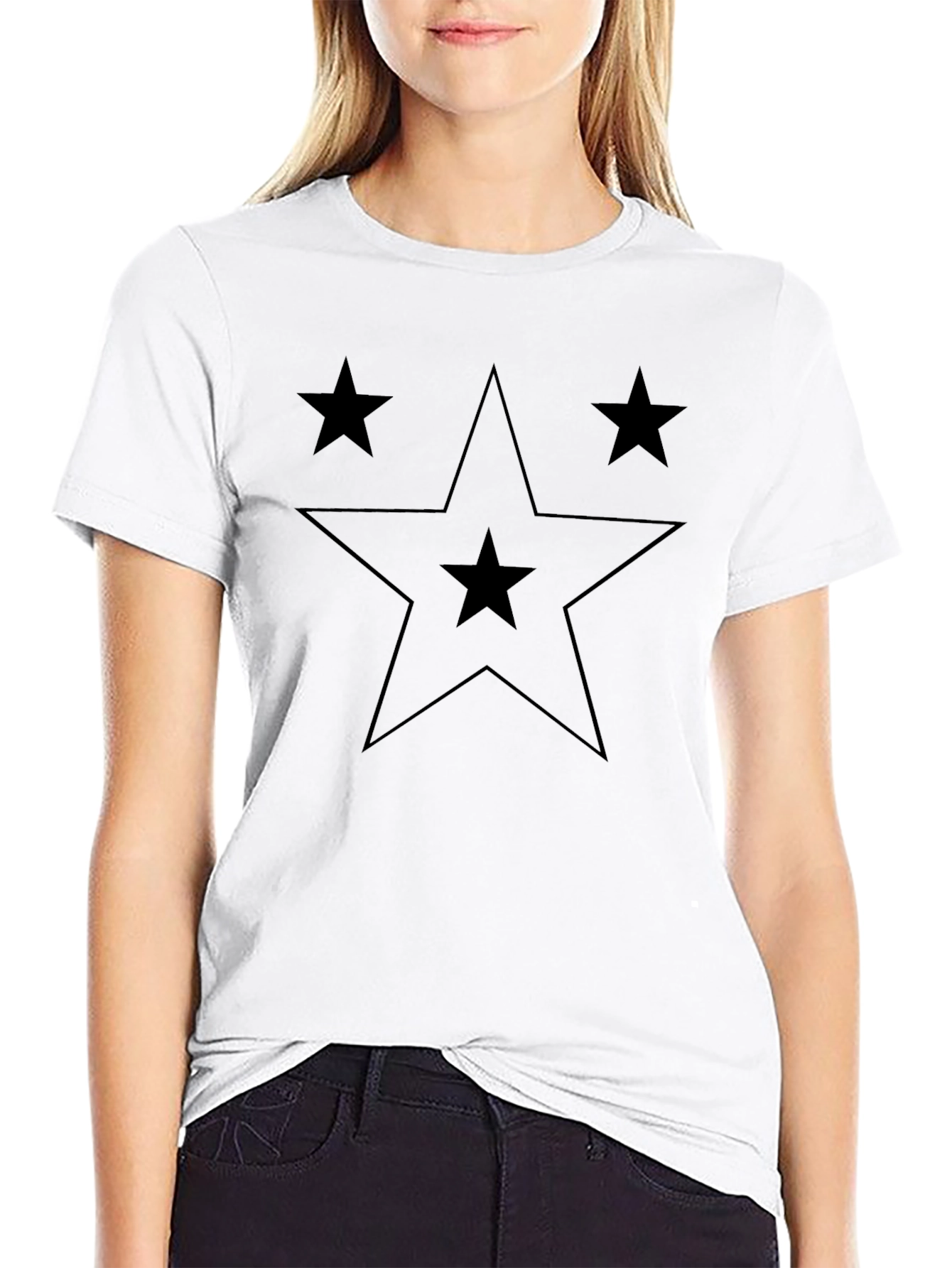Star Design Black T-Shirt - Stylish Casual Wear