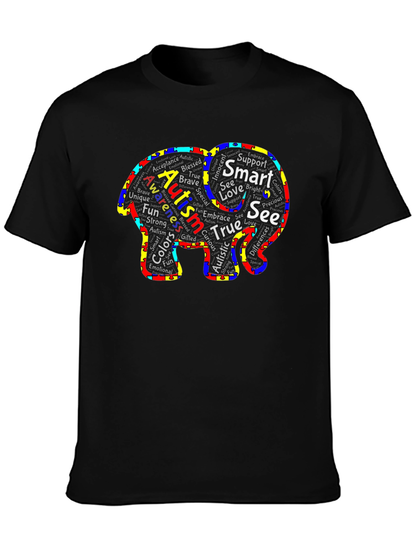 Autism Awareness Elephant Tee - Support Love Acceptance