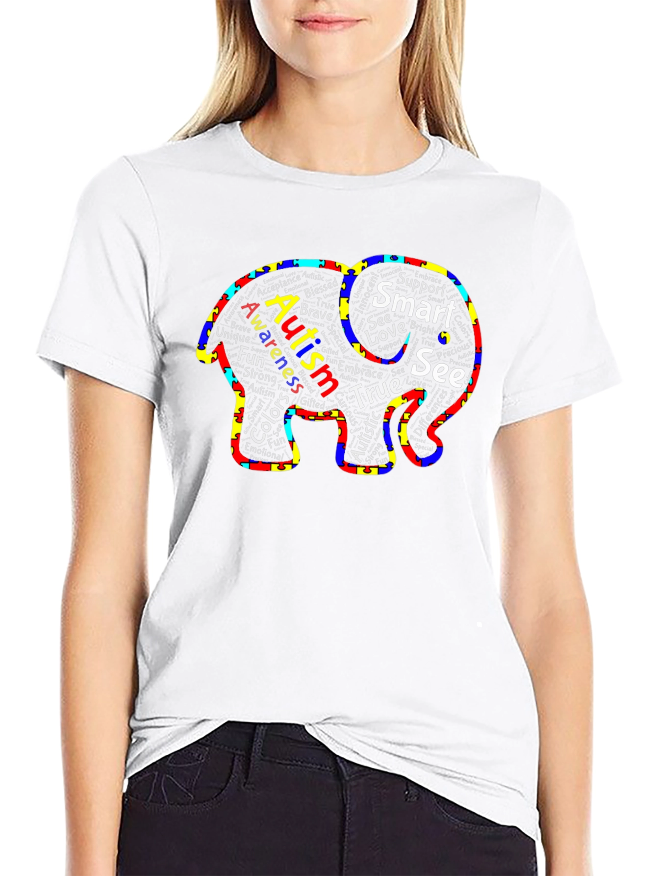 Autism Awareness Elephant Tee - Support Love Acceptance