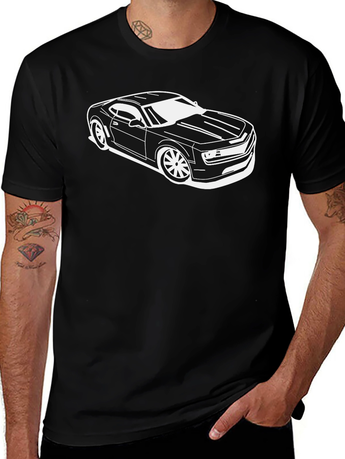 Black Car Graphic T-Shirt - Modern Automotive Style