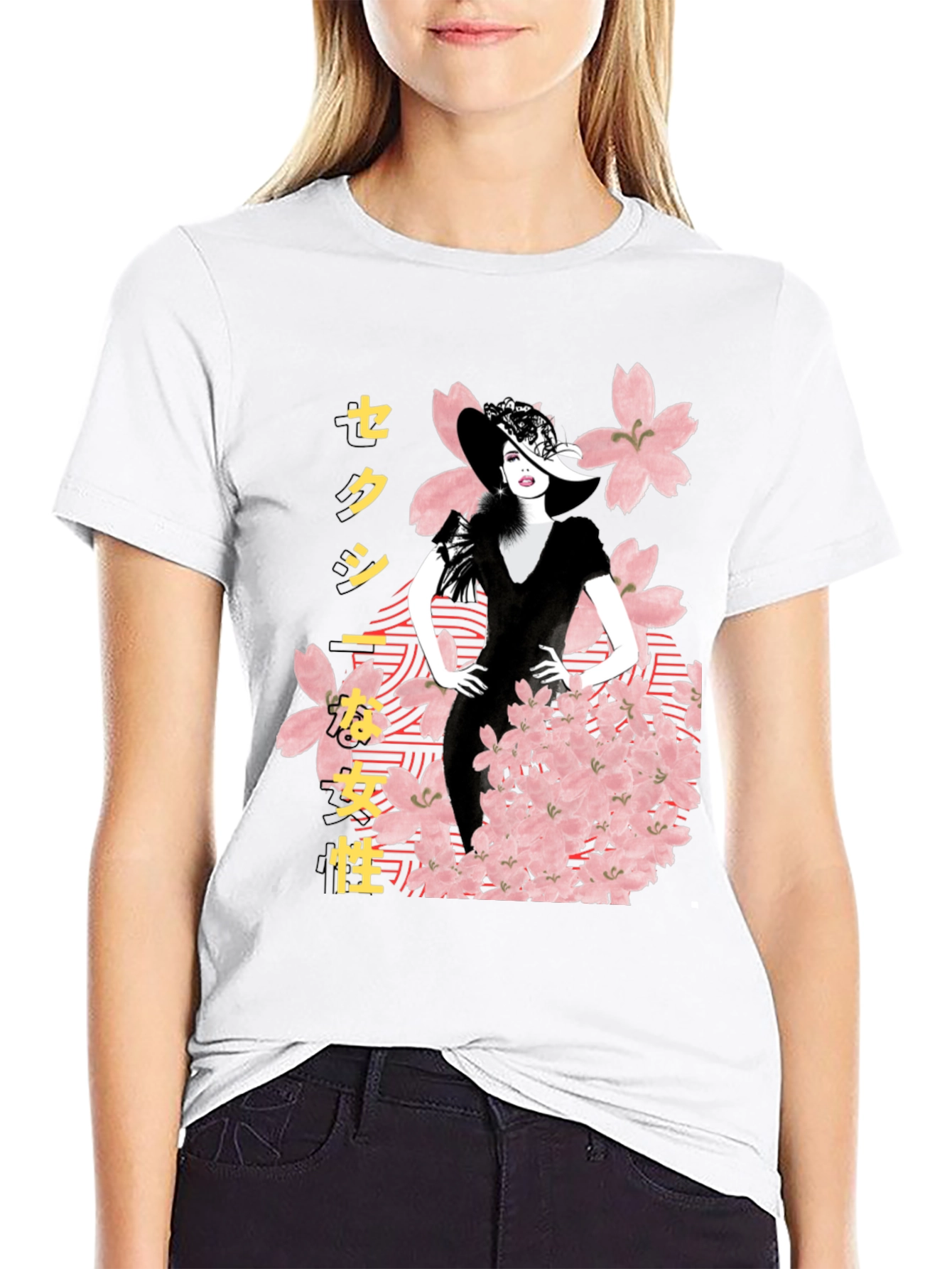 Elegant Japanese Woman Graphic Tee