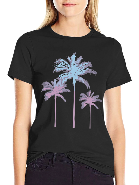 Palm Tree Graphic Tee - Black Casual Shirt