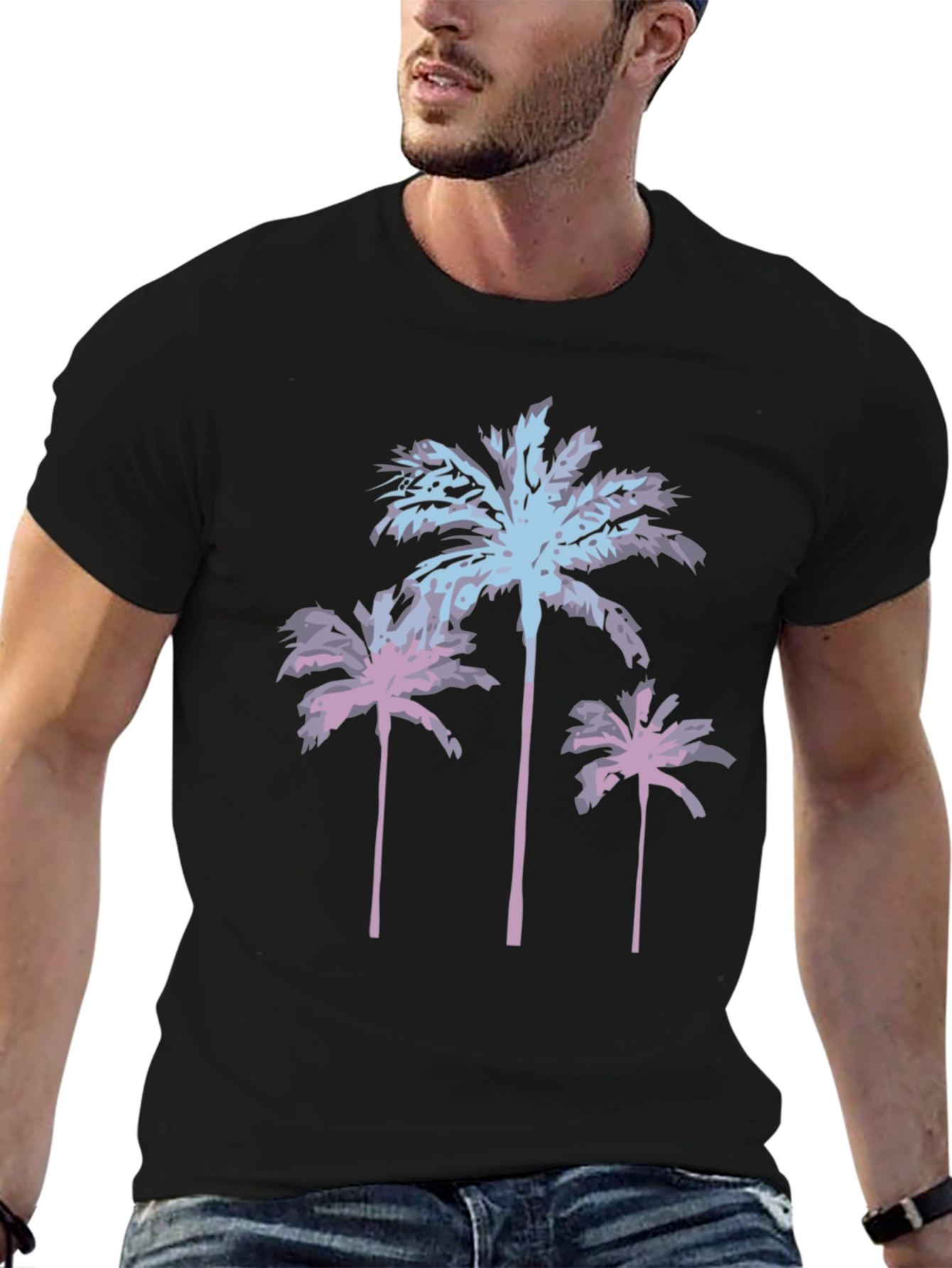 Palm Tree Graphic Tee - Black Casual Shirt