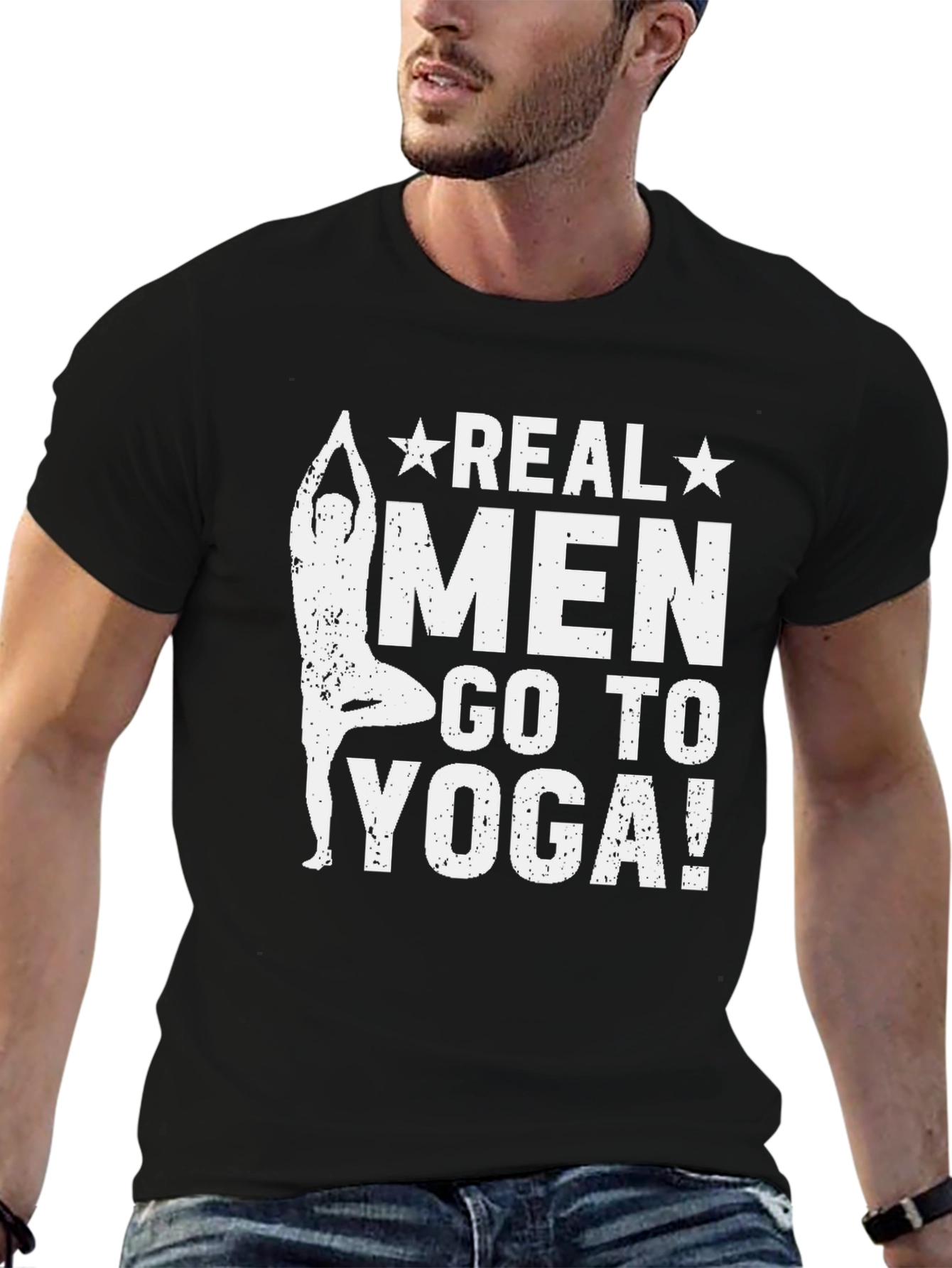 Real Men Yoga Graphic Tee - Black