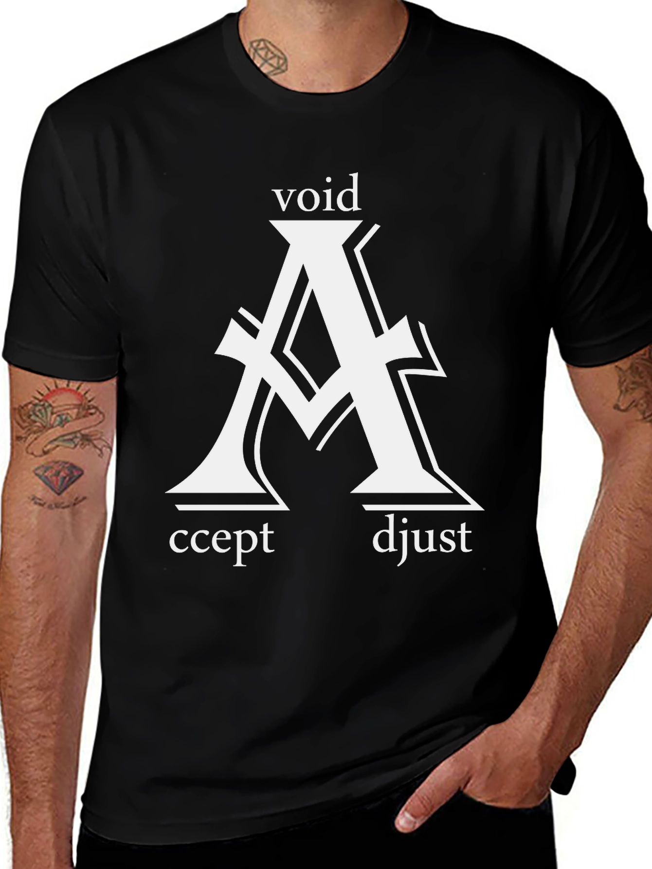 Void Accept Adjust Graphic Tee - Black Cotton T-Shirt