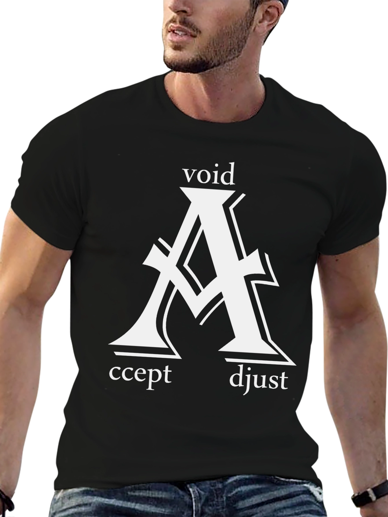 Void Accept Adjust Graphic Tee - Black Cotton T-Shirt