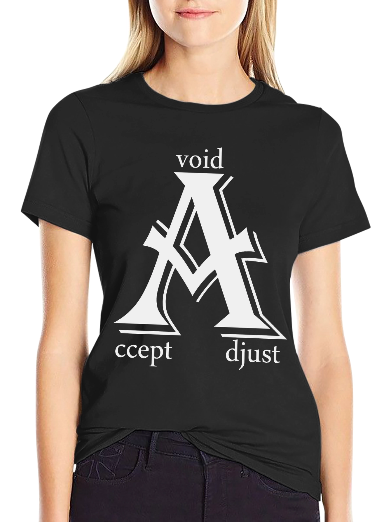 Void Accept Adjust Graphic Tee - Black Cotton T-Shirt