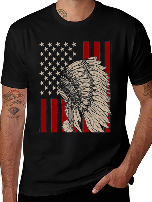 American Flag Native Headdress T-Shirt