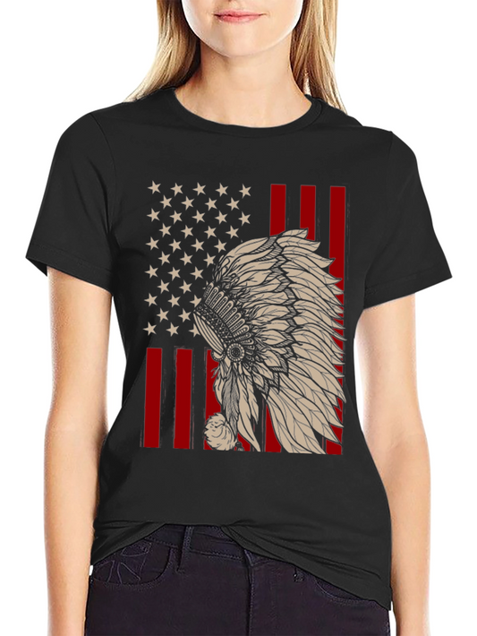American Flag Native Headdress T-Shirt
