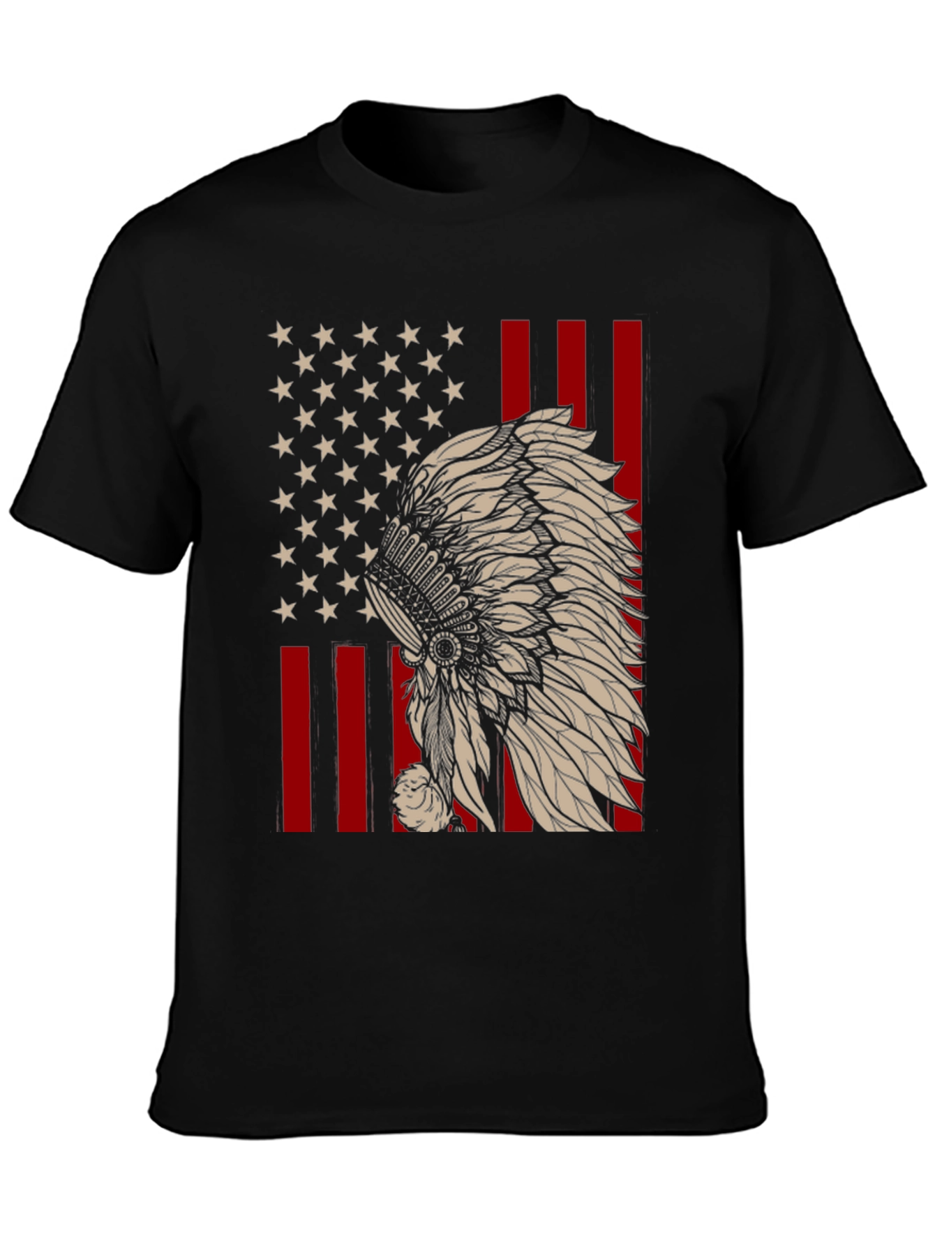 American Flag Native Headdress T-Shirt