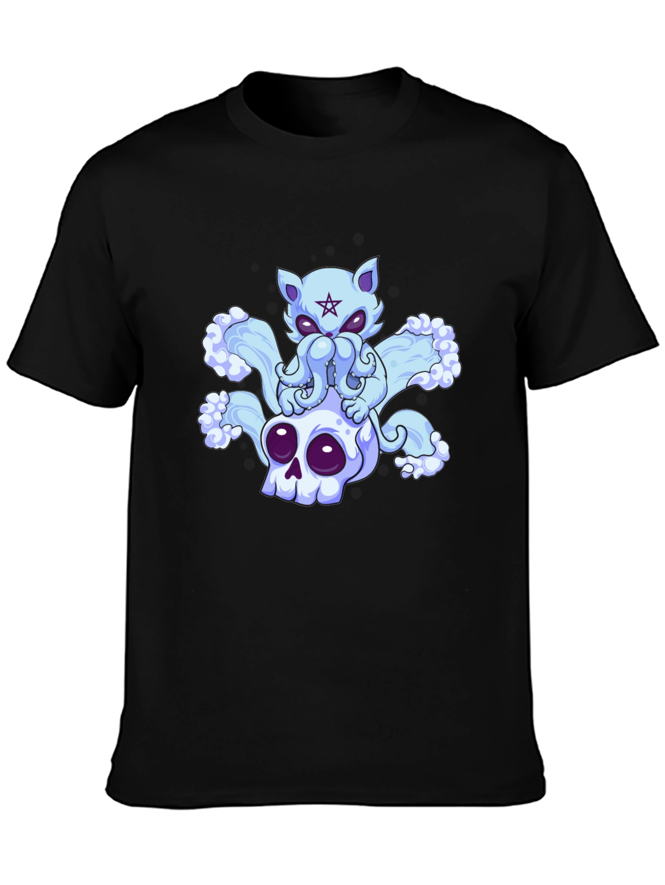 Cthulhu Cat Skull Black T-Shirt