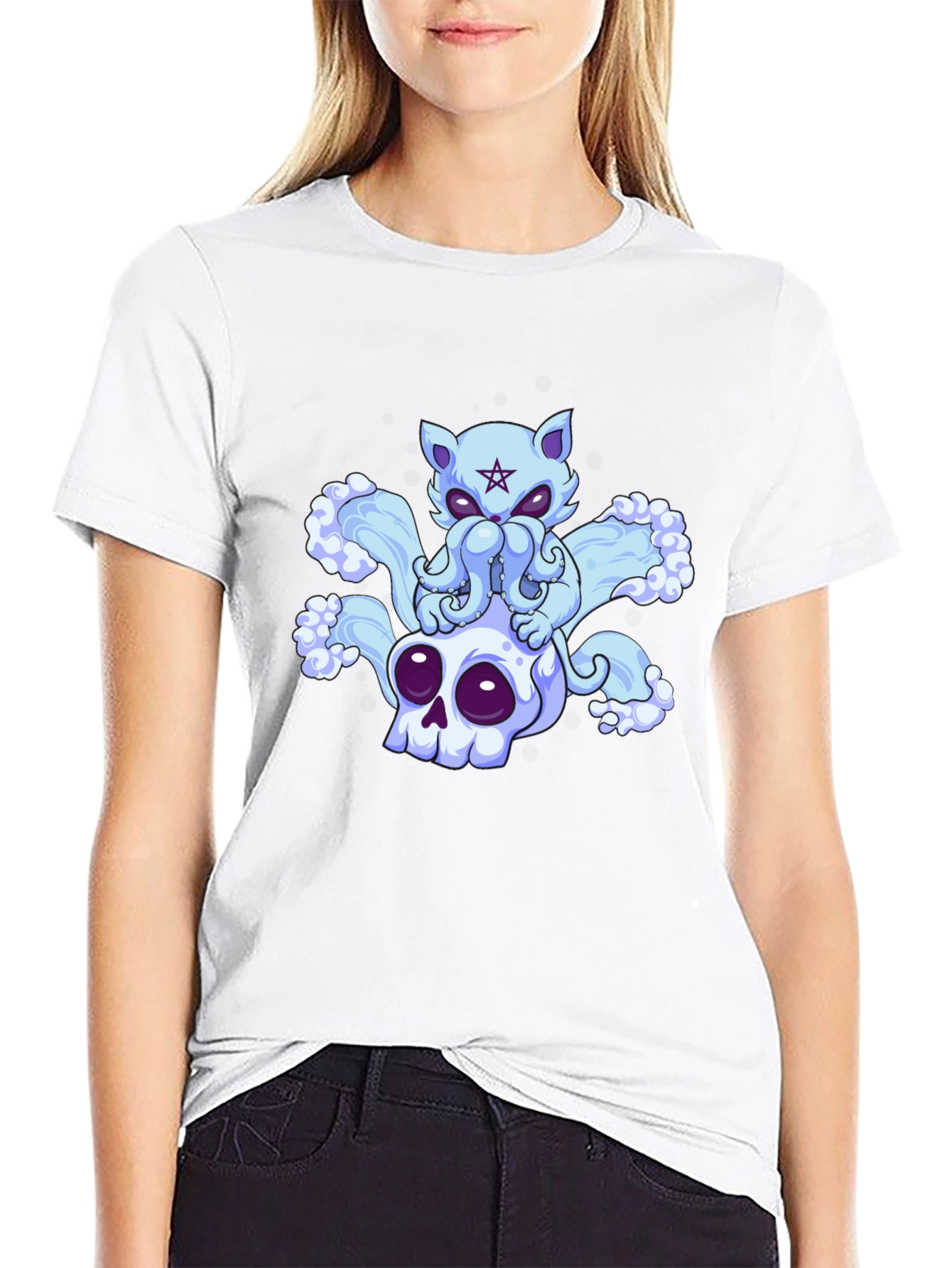 Cthulhu Cat Skull Black T-Shirt