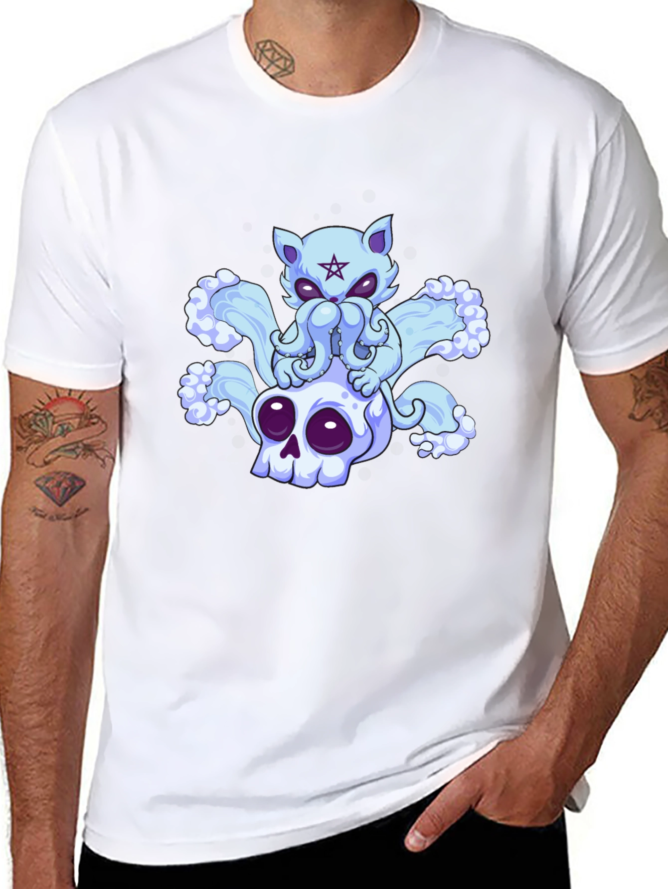 Cthulhu Cat Skull Black T-Shirt