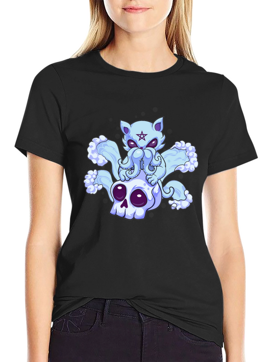 Cthulhu Cat Skull Black T-Shirt