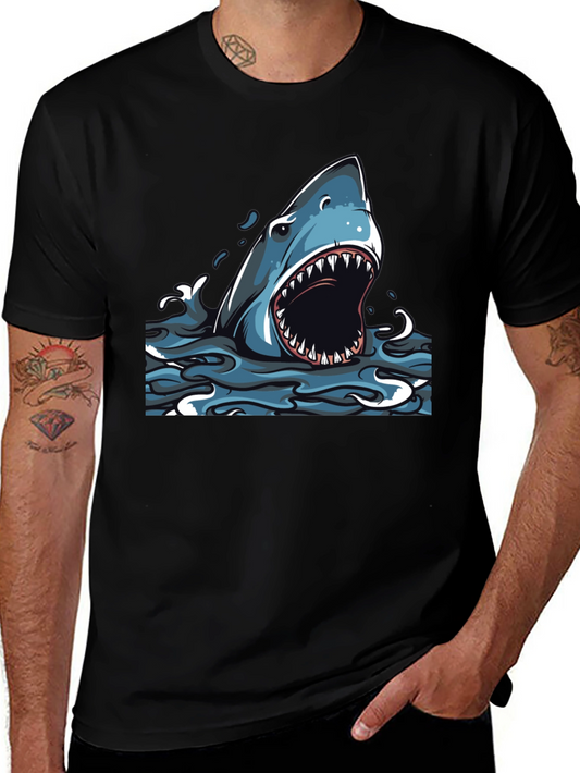 Shark Attack Graphic Tee - Mens Black T-Shirt