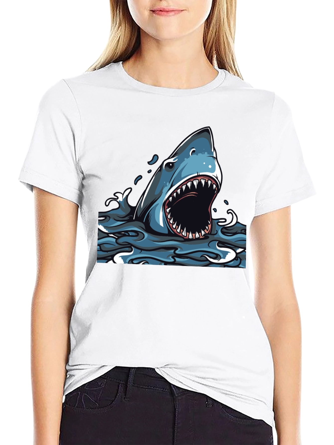 Shark Attack Graphic Tee - Mens Black T-Shirt