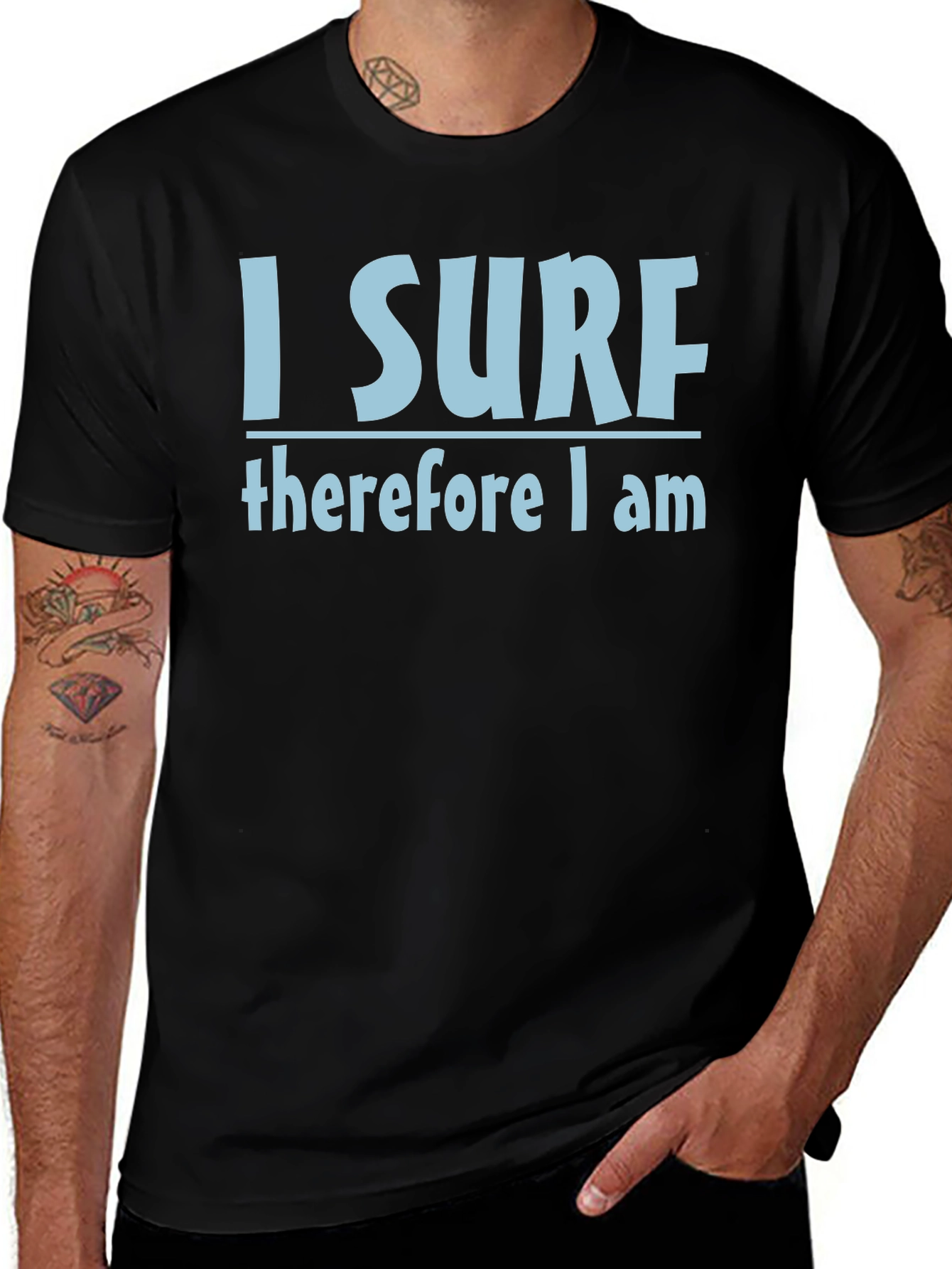 I Surf Therefore I Am T-Shirt - Black