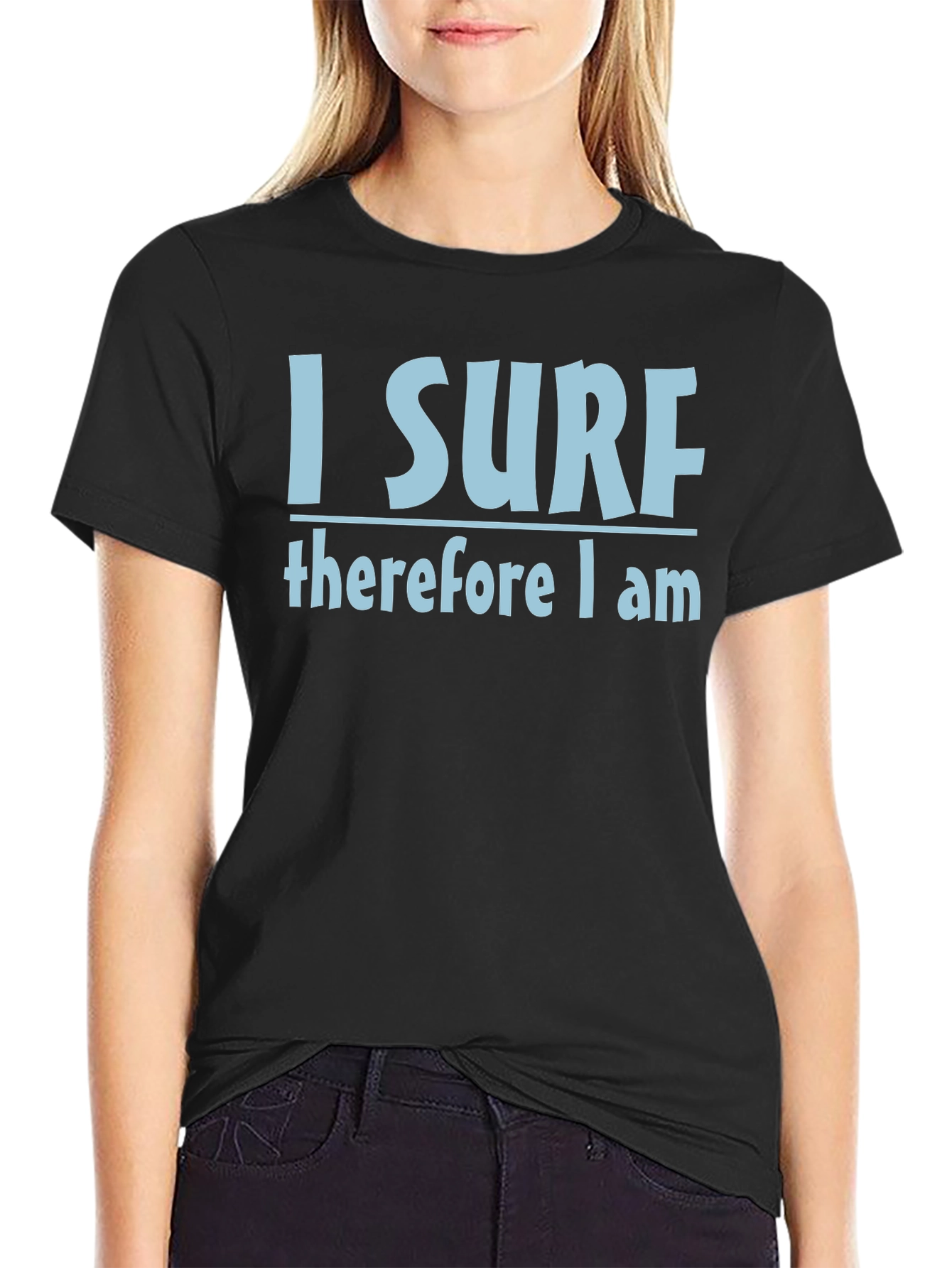 I Surf Therefore I Am T-Shirt - Black