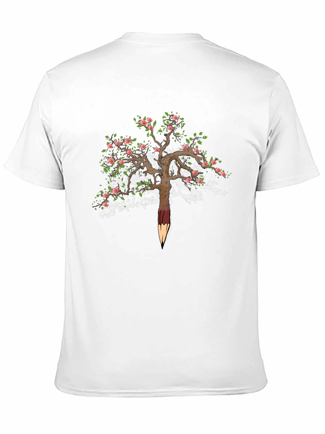 Floral Tree Pencil T-Shirt - Unique Nature Art