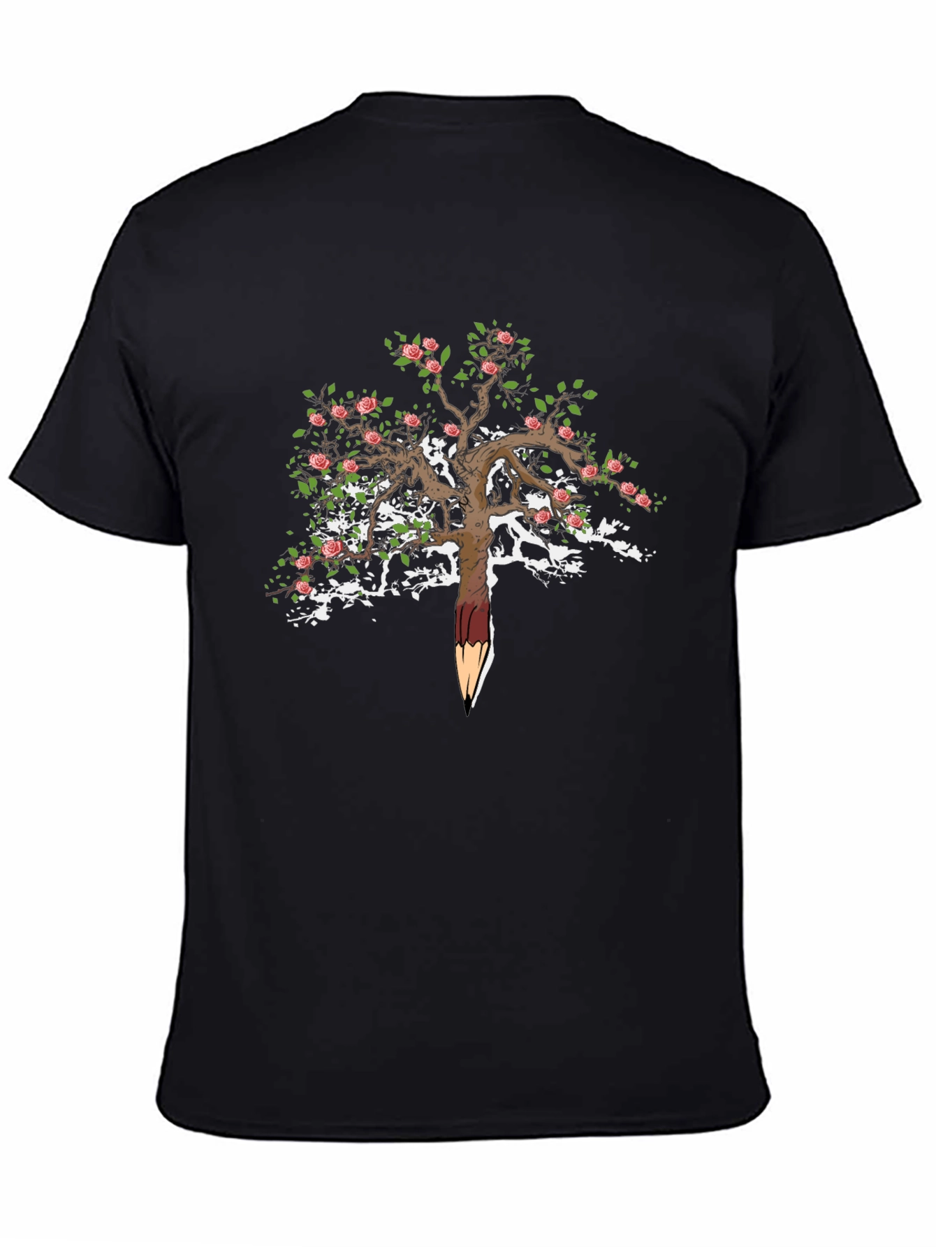 Floral Tree Pencil T-Shirt - Unique Nature Art