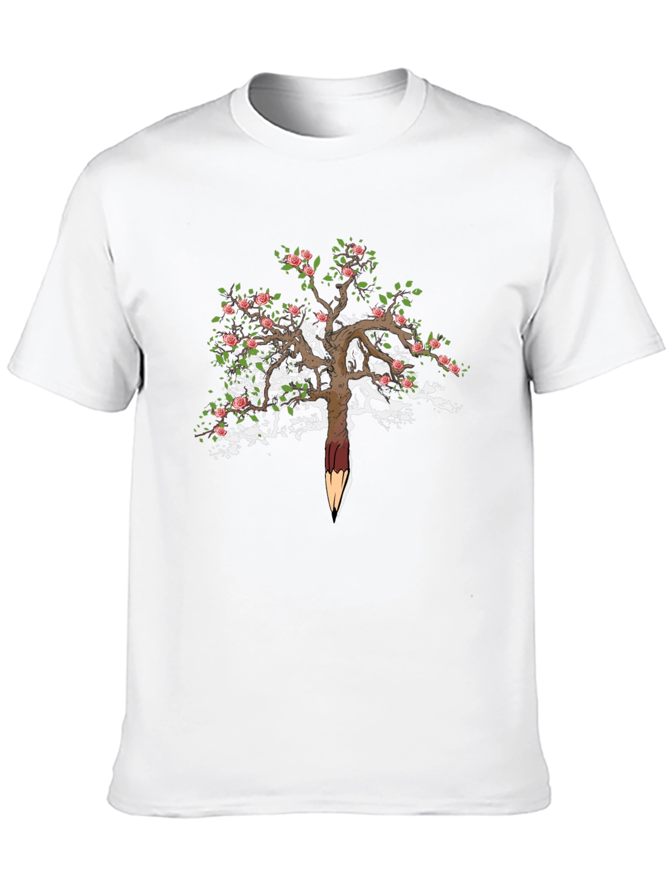 Floral Tree Pencil T-Shirt - Unique Nature Art