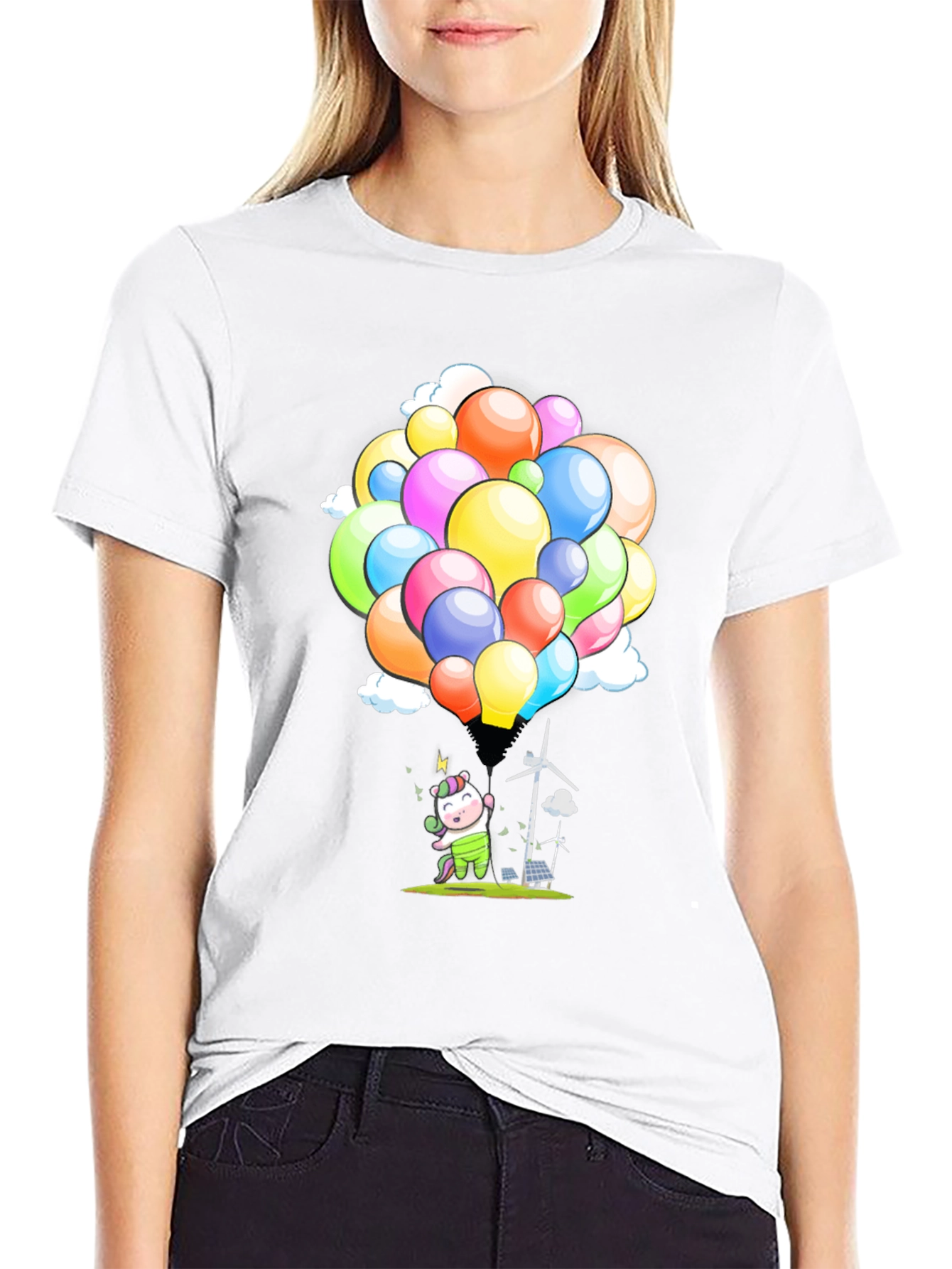 Eco-Friendly Unicorn Balloons Black T-Shirt