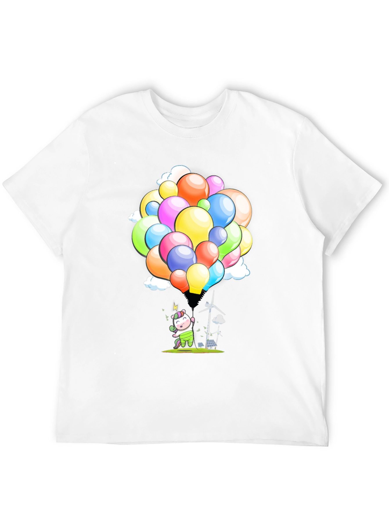 Eco-Friendly Unicorn Balloons Black T-Shirt