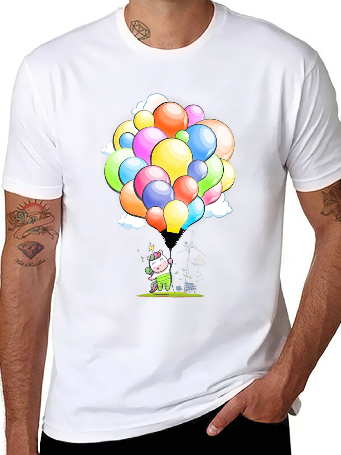 Eco-Friendly Unicorn Balloons Black T-Shirt