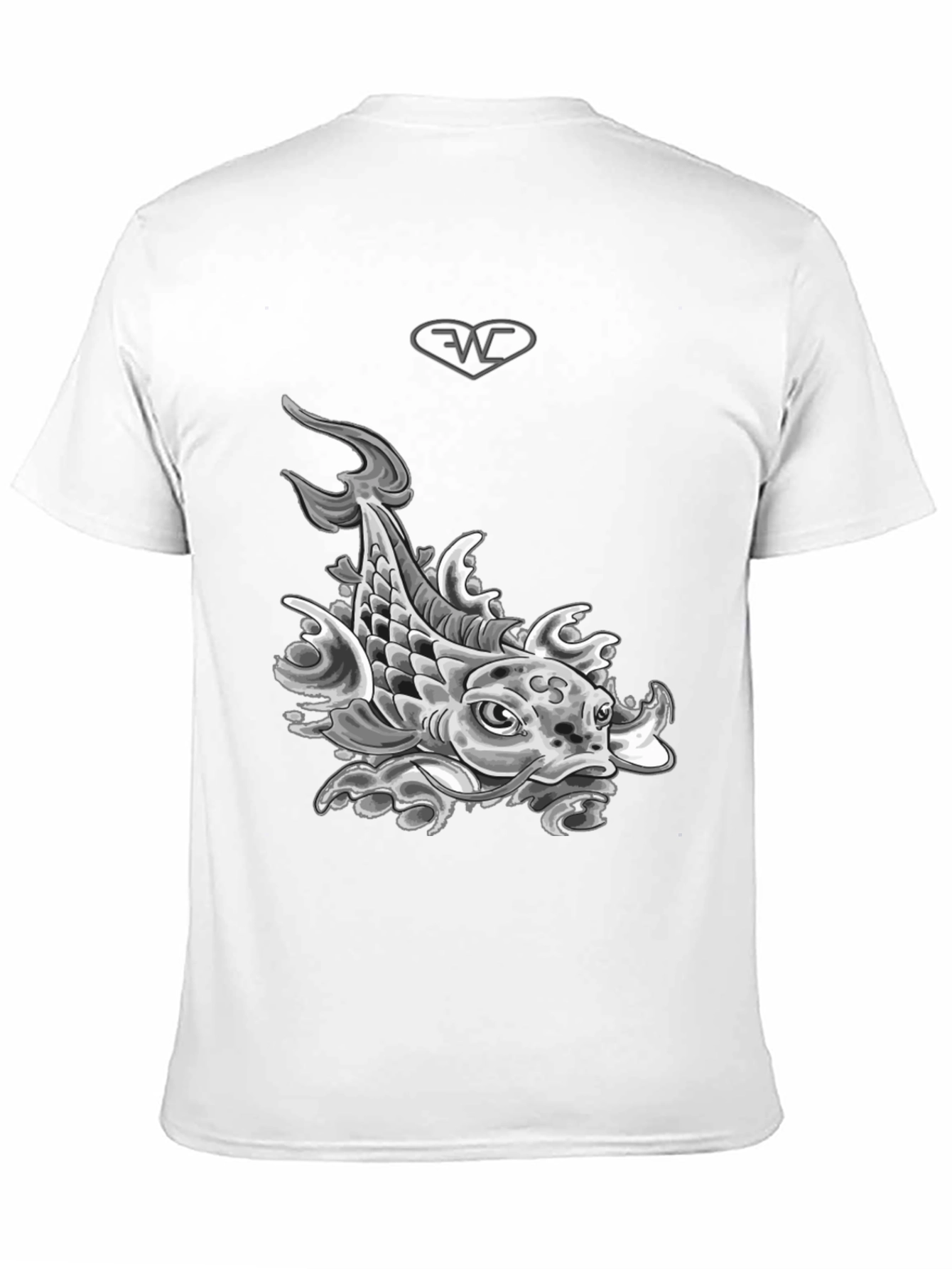 Koi Fish Graphic T-Shirt - Black Cotton Blend Tee