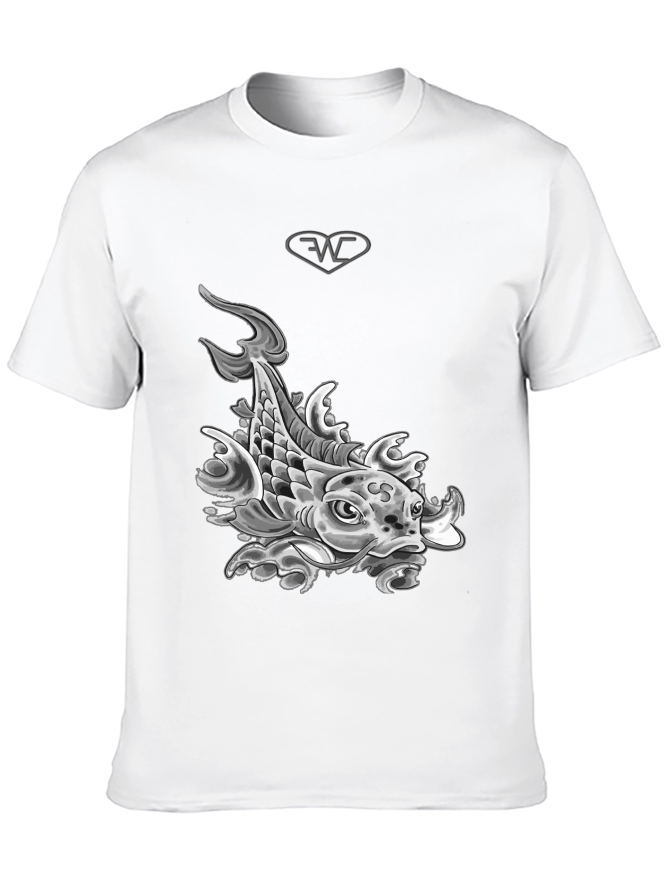 Koi Fish Graphic T-Shirt - Black Cotton Blend Tee
